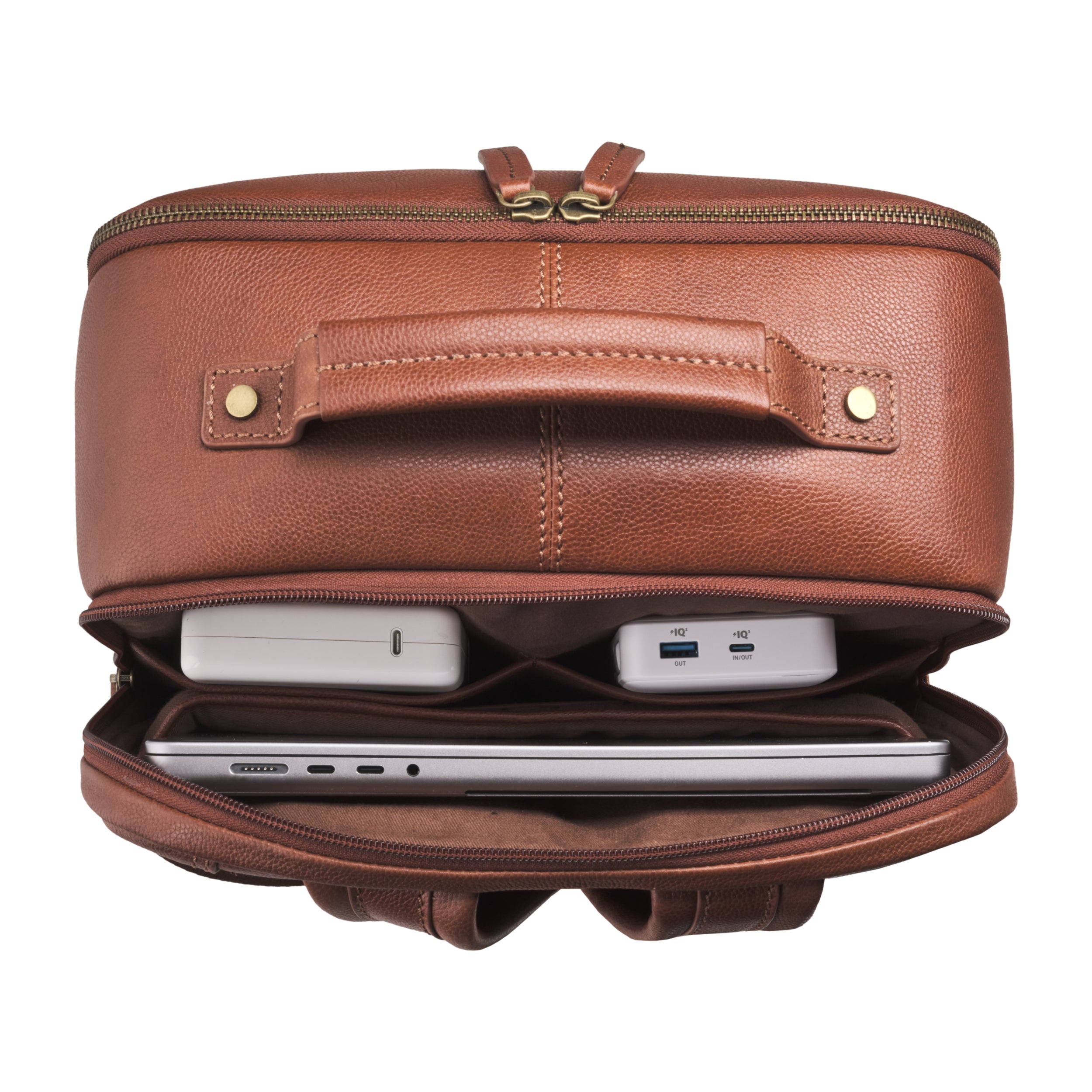 Separate padded laptop compartment of Armando in Chestnut Brown