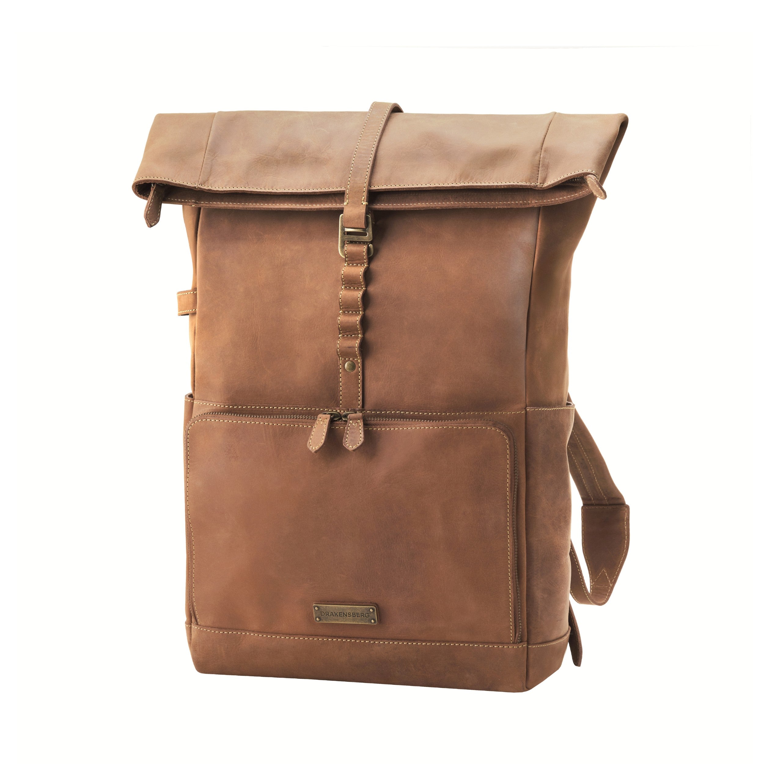 DRAKENSBERG 17" Laptop Rucksack Leder Business Office Herren Damen Arthur - Havanna Braun - Perspektive