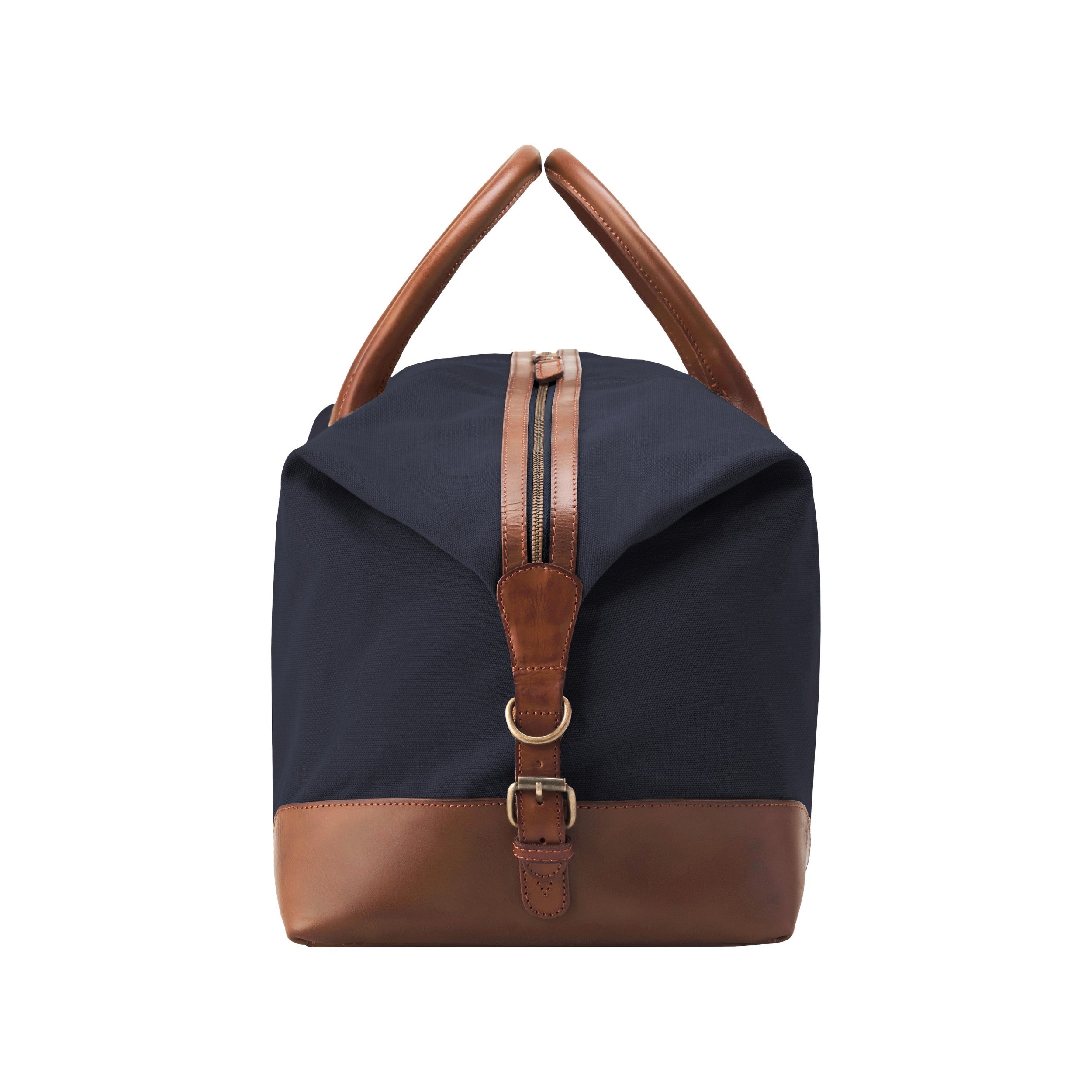 DR00156 - Baumwolle Leder Weekender »David« (L) für Herren und Damen | Marine-Blau, Seitenansicht