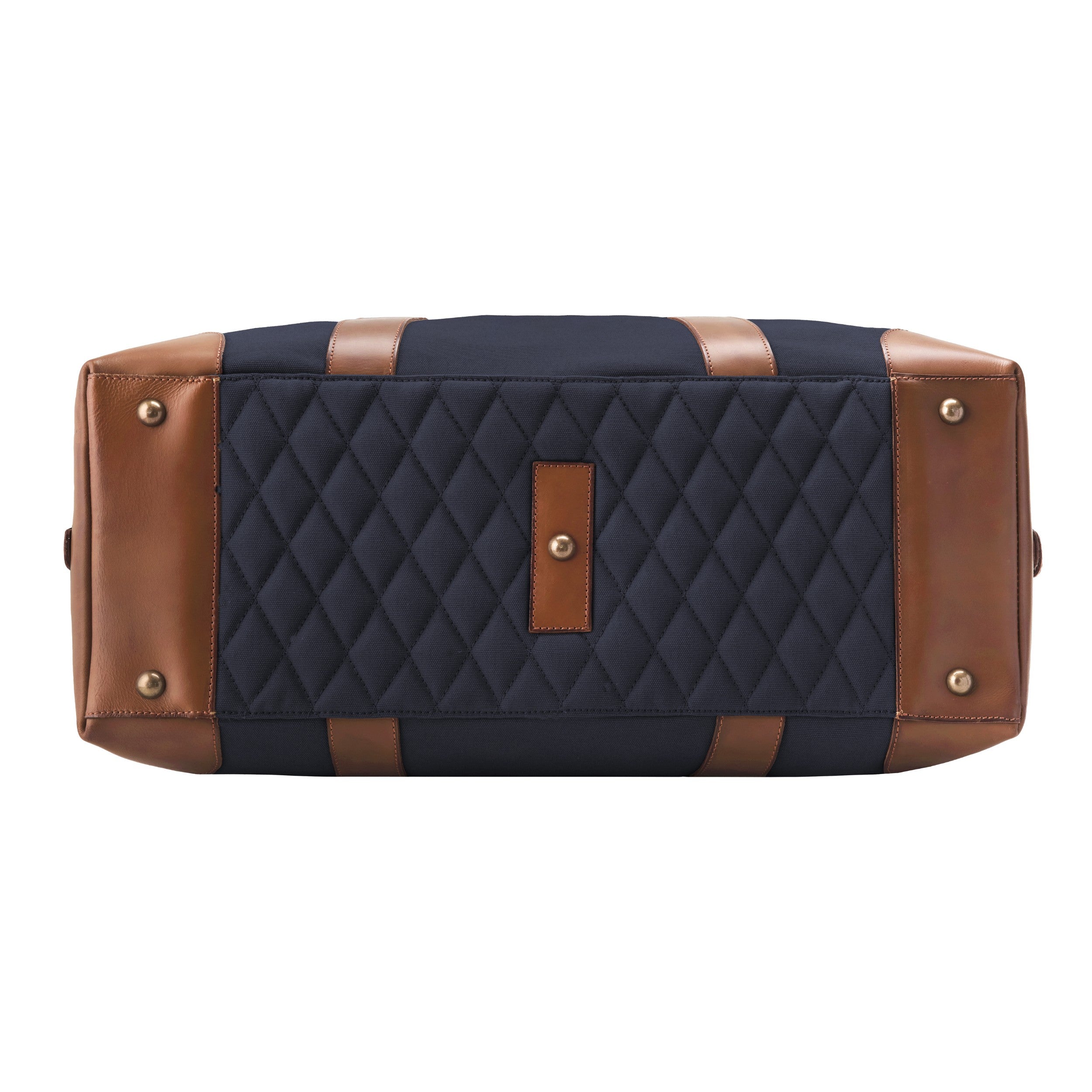 DR00156 - Baumwolle Leder Weekender »David« (L) für Herren und Damen | Marine-Blau, gesteppter Boden