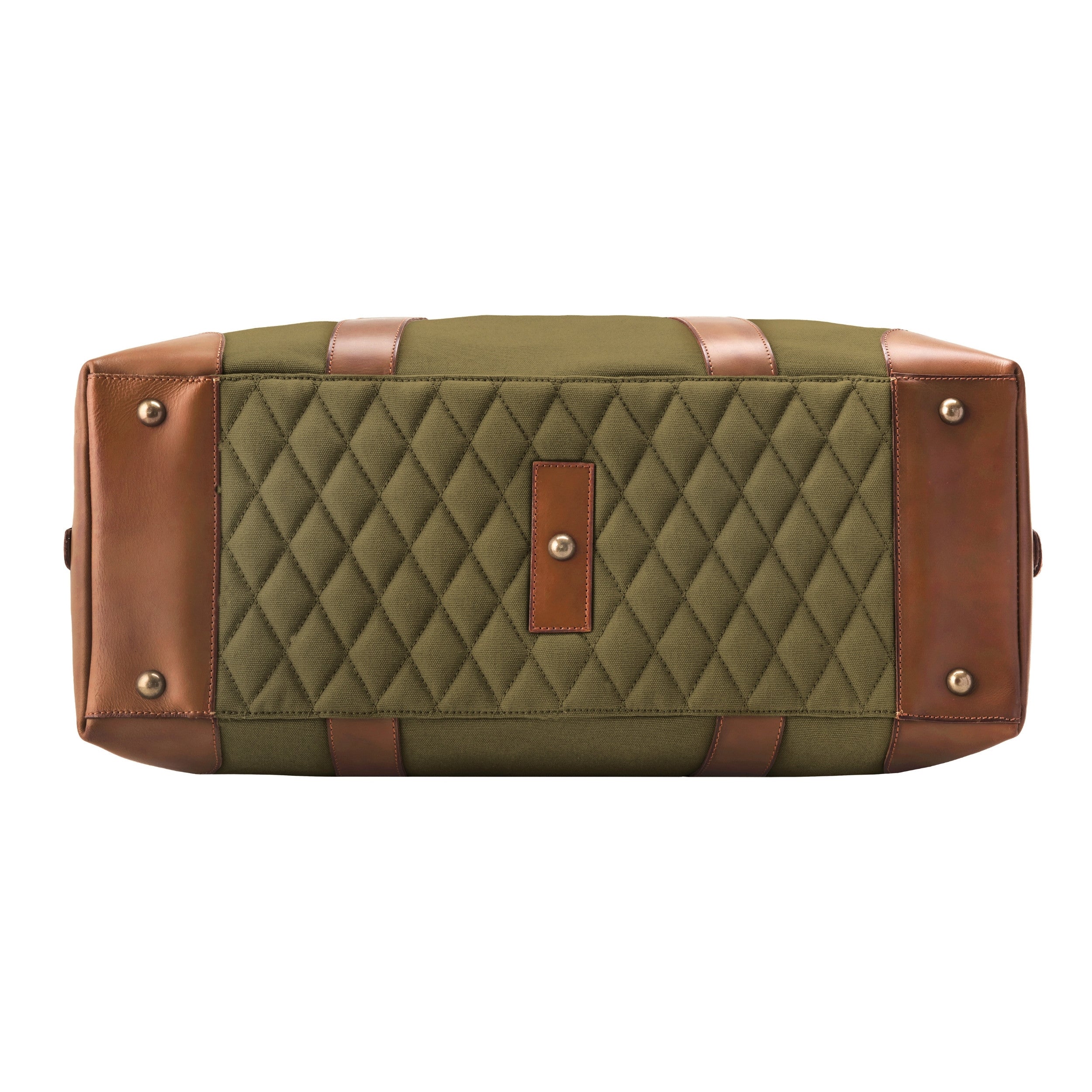 DR00126 - Baumwolle Leder Weekender »David« (L) für Herren und Damen | Oliv-Grün, gesteppter Boden