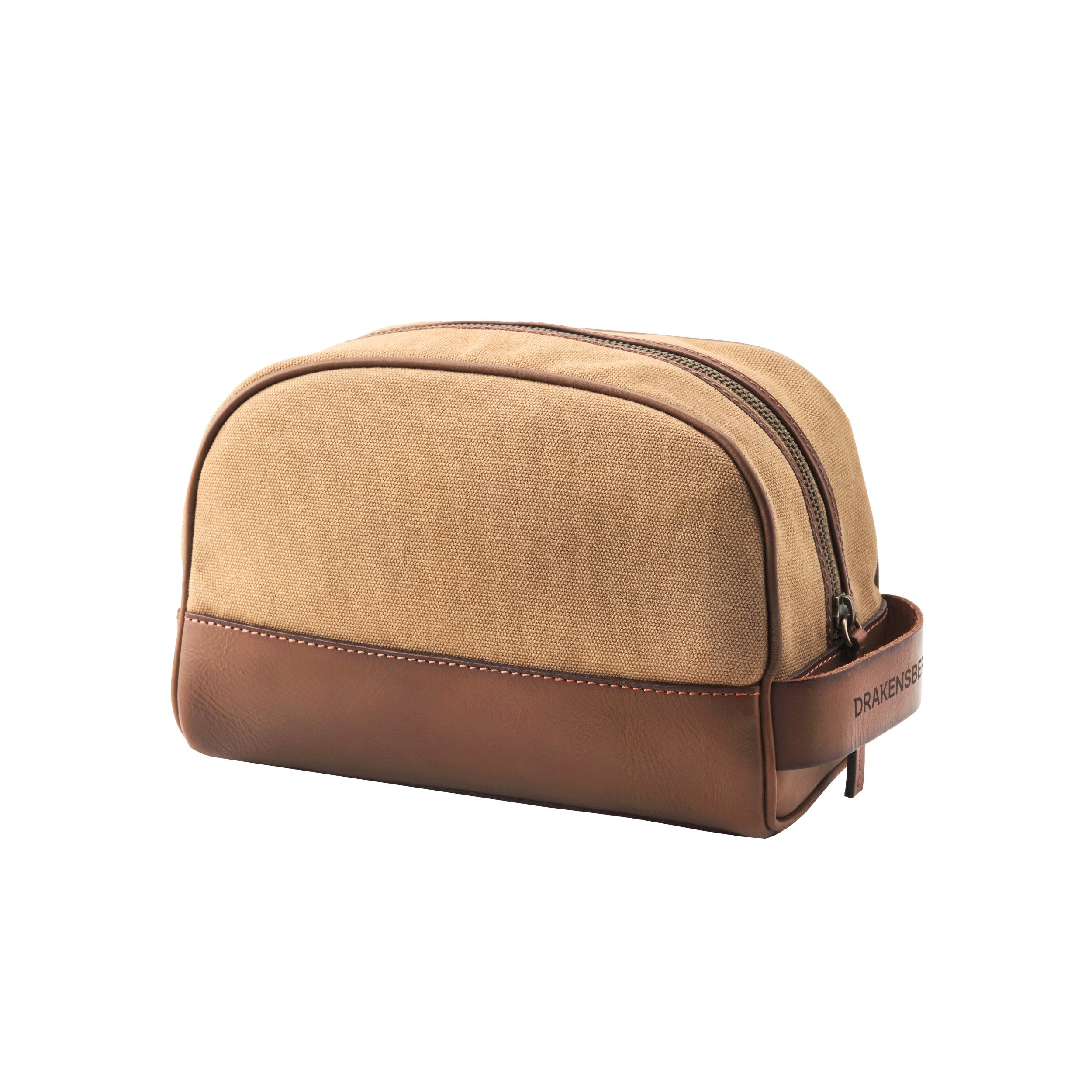 DR00167 - Klassischer Kulturbeutel »Glen« Herren, Damen mit Leder | Khaki-Beige, Hauptansicht