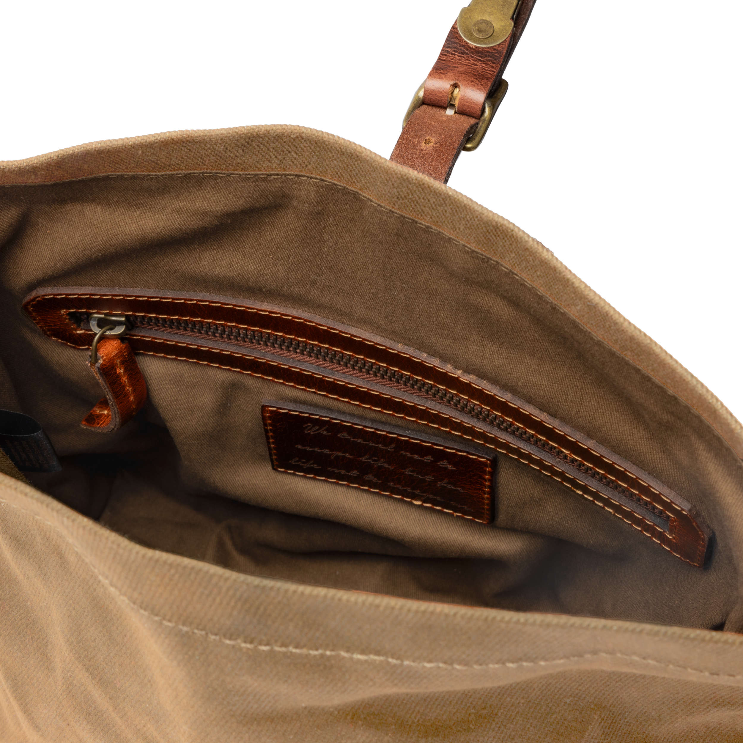 DR00616 - Foldtop Kulturbeutel »Otis« Outdoor, gewachstes Canvas, Leder | Khaki-Sand, RV-Fach innen