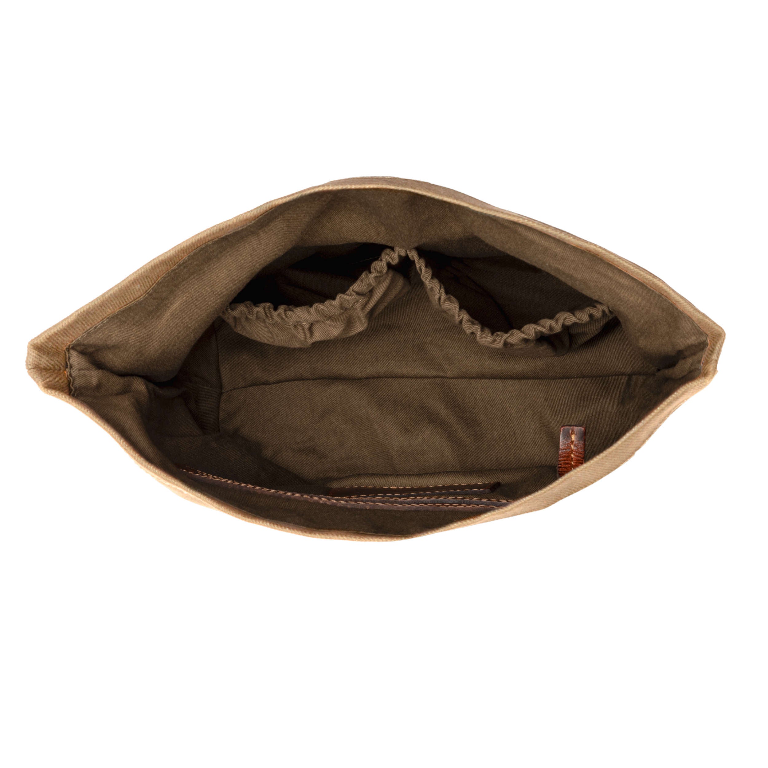 DR00616 - Foldtop Kulturbeutel »Otis« Outdoor, gewachstes Canvas, Leder | Khaki-Sand, innen