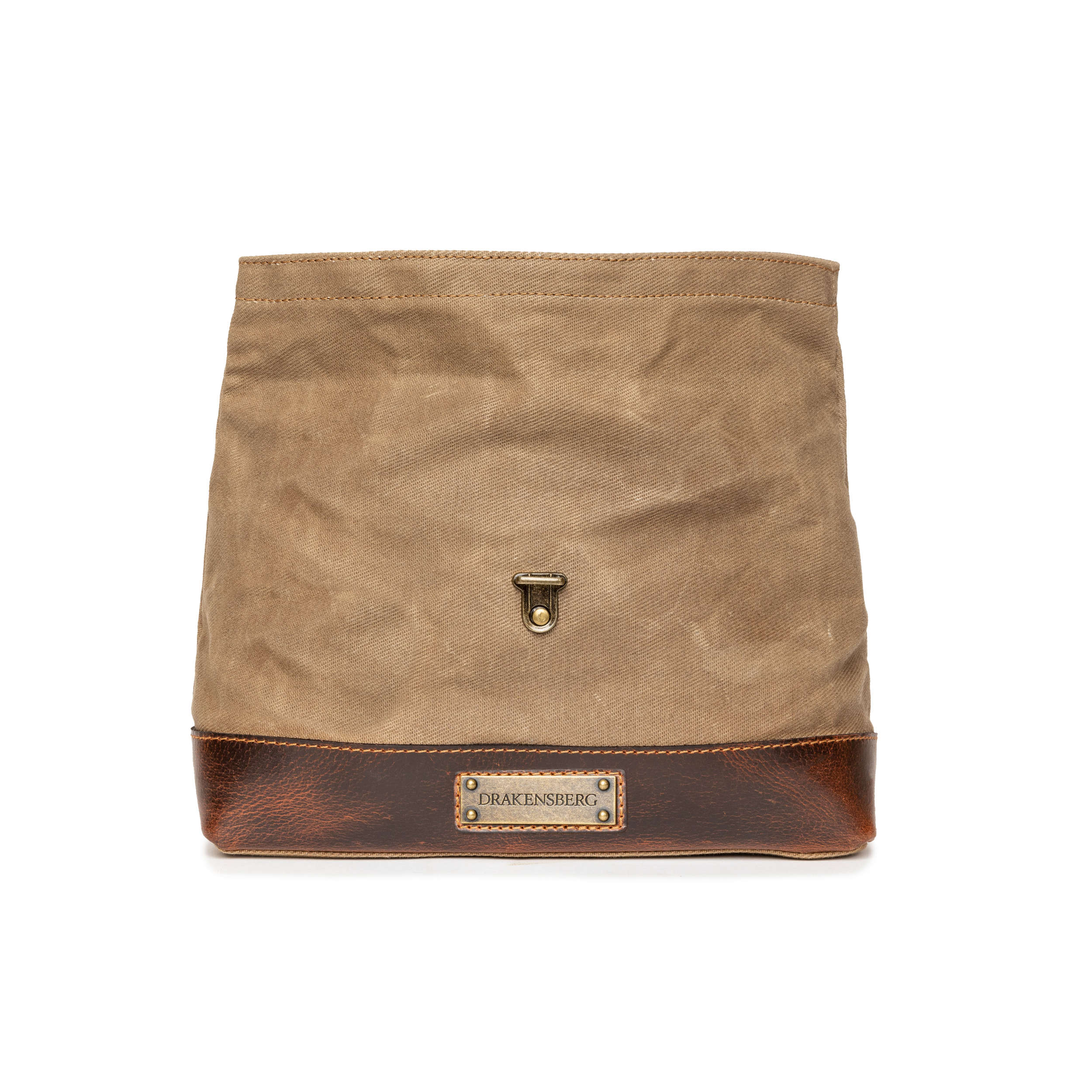 DR00616 - Foldtop Kulturbeutel »Otis« Outdoor, gewachstes Canvas, Leder | Khaki-Sand, offen und aufgestellt