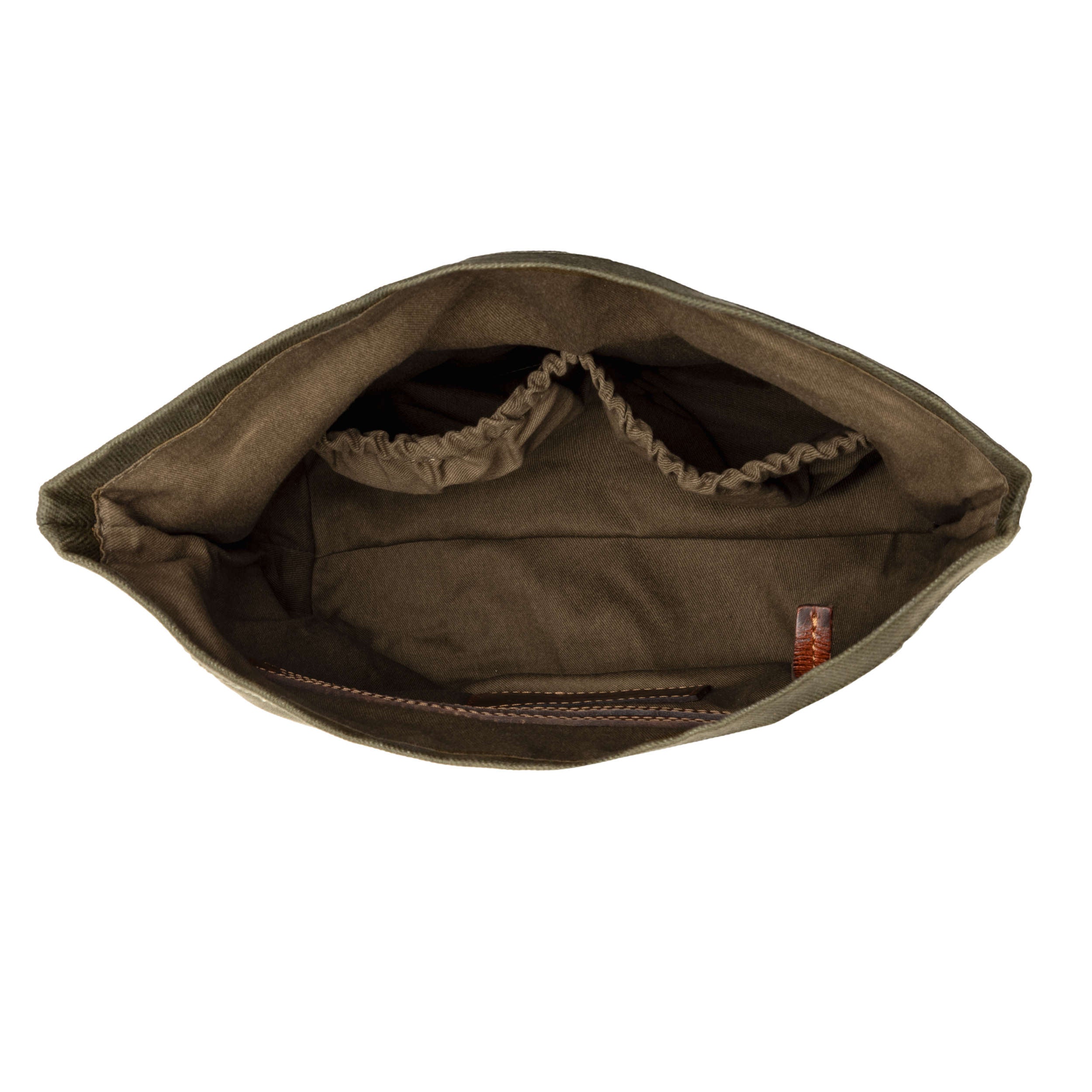 DR00636 - Foldtop Kulturbeutel »Otis« Outdoor, gewachstes Canvas, Leder | Wald-Grün, innen