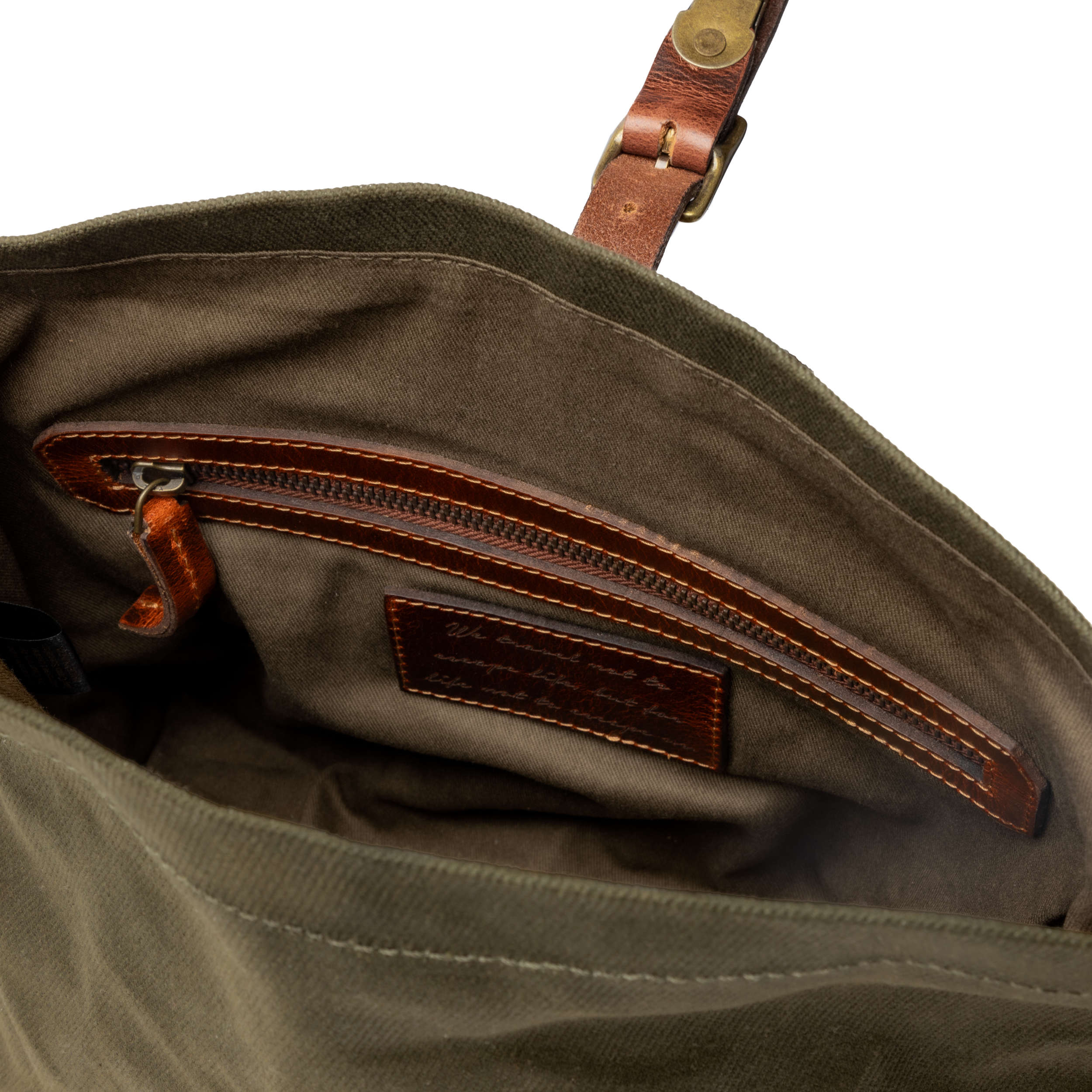 DR00636 - Foldtop Kulturbeutel »Otis« Outdoor, gewachstes Canvas, Leder | Wald-Grün, RV-Fach innen