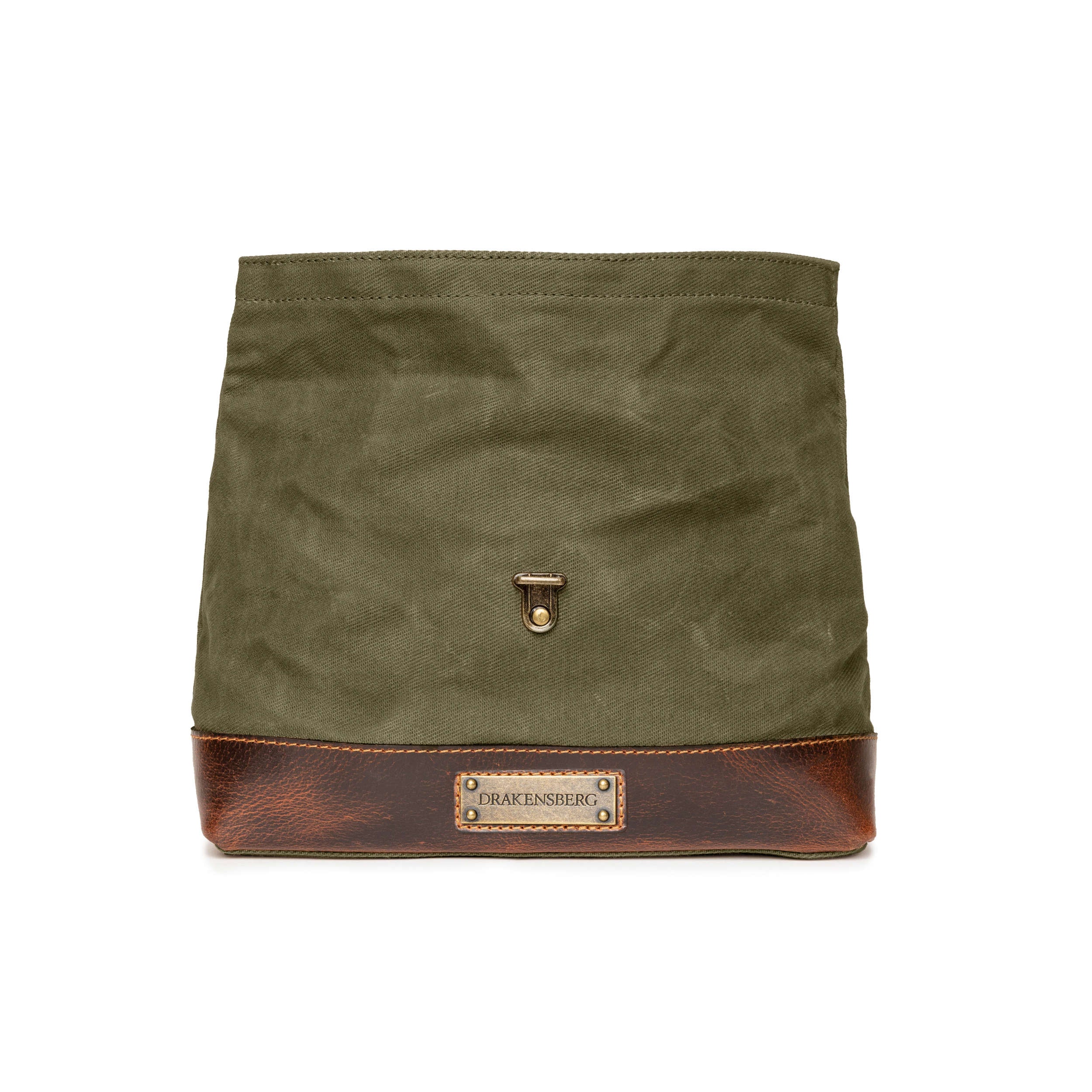 DR00636 - Foldtop Kulturbeutel »Otis« Outdoor, gewachstes Canvas, Leder | Wald-Grün, offen und aufgestellt
