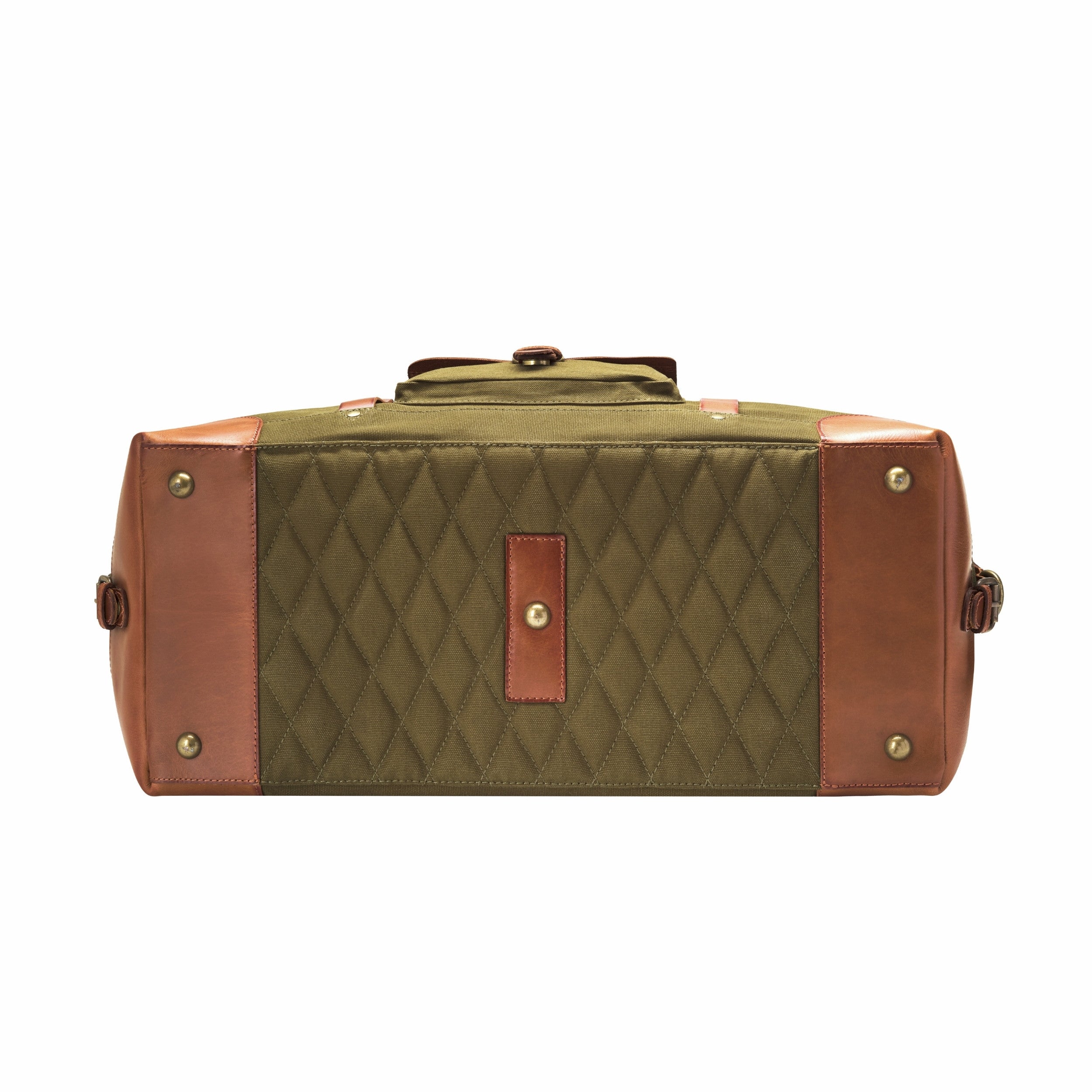 DR00143 - Baumwolle Leder Reisetasche »Sam« im Safari-Vintage-Style | Oliv-Grün, gesteppter Boden