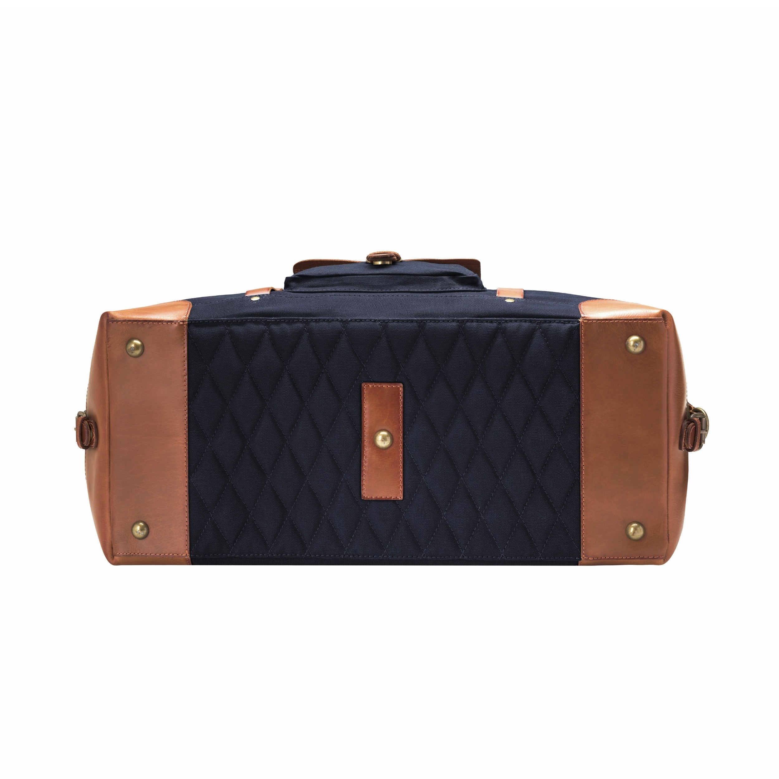 DR00153 - Baumwolle Leder Reisetasche »Sam« im Safari-Vintage-Style | Marine-Blau, gesteppter Boden