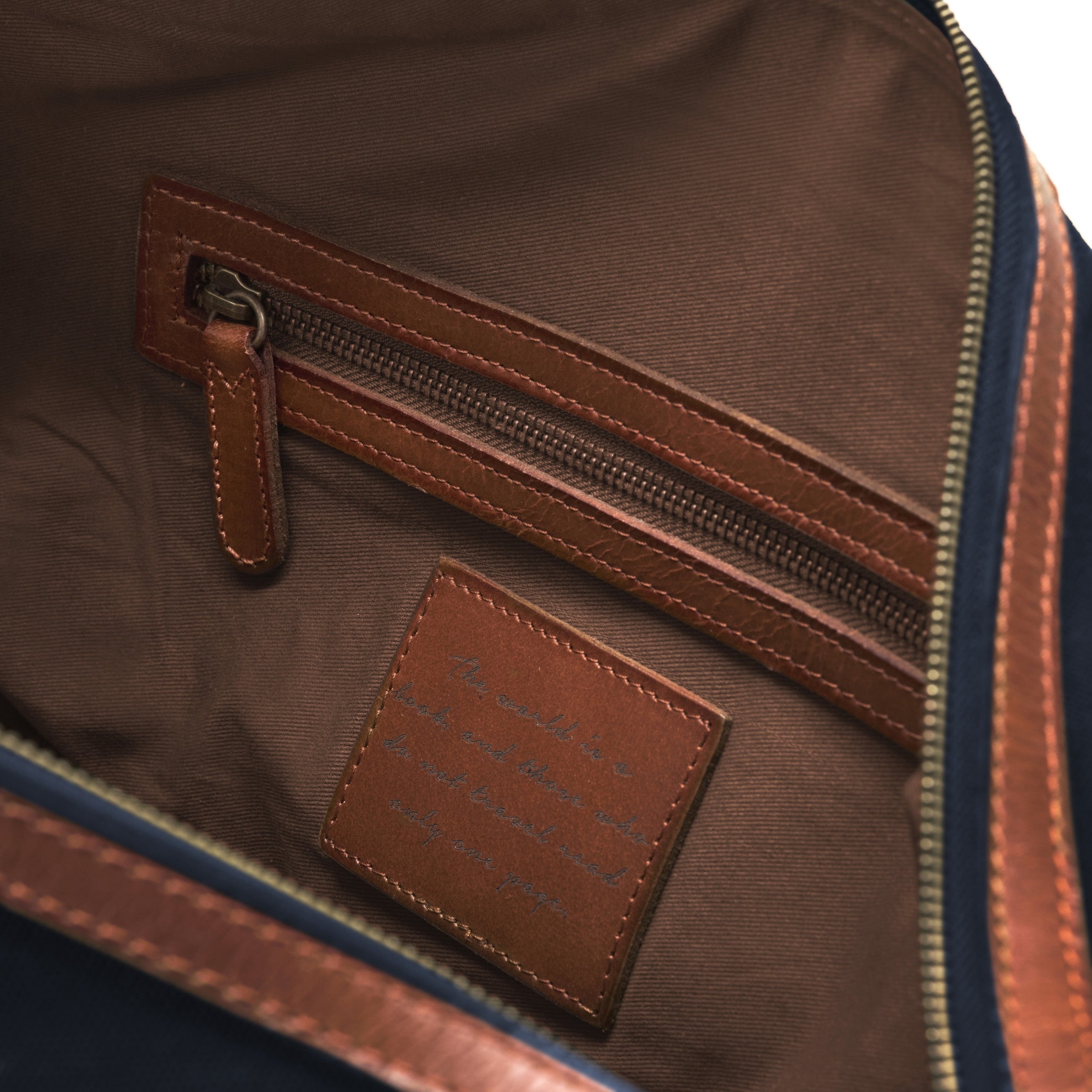 DR00153 - Baumwolle Leder Reisetasche »Sam« im Safari-Vintage-Style | Marine-Blau, innen ungefüllt