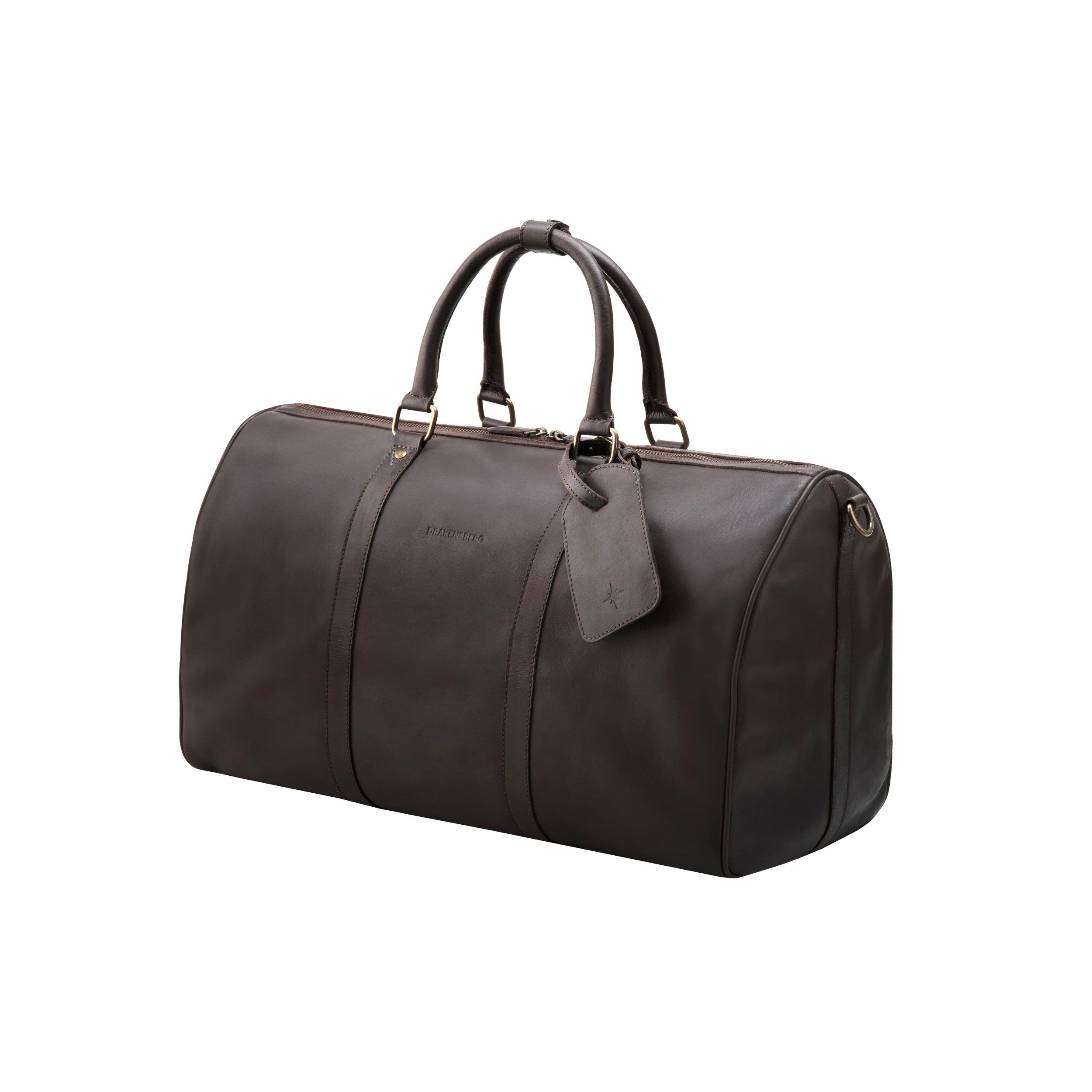 DRAKENSBERG Weekender aus Leder für Herren und Damen in Dunkelbraun – handgefertigte Reisetasche aus Büffelleder im klassischen Vintage-Stil