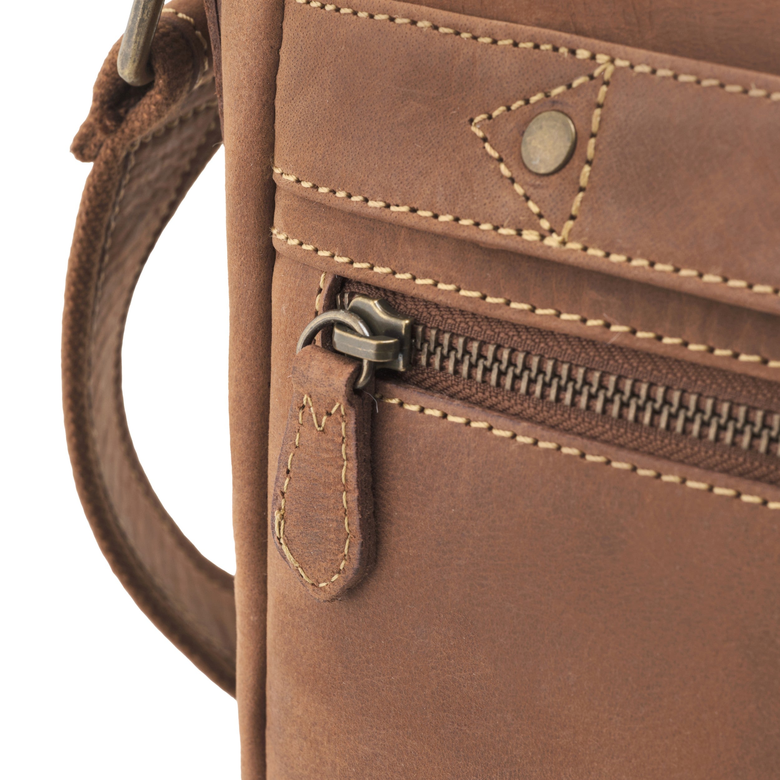 DRAKENSBERG Messenger Bag Leon mit 16" Laptopfach und Trolley Strap, Kuriertasche Havanna Braun - Detail1