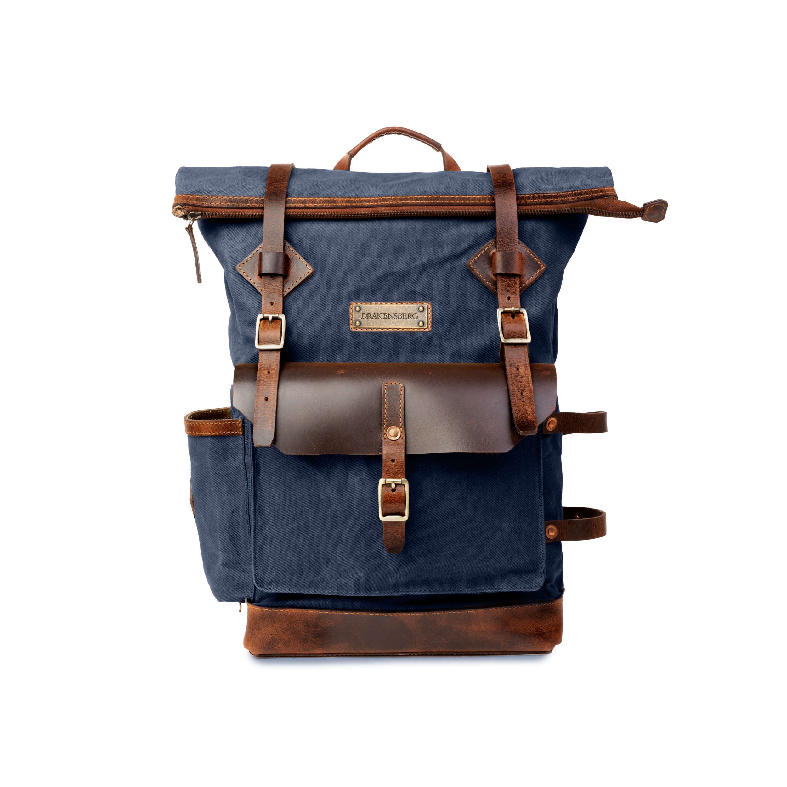 DR00627 - Rolltop Vintage Rucksack »Adam« Outdoor, wasserabweisend | Ozean-Blau, Front