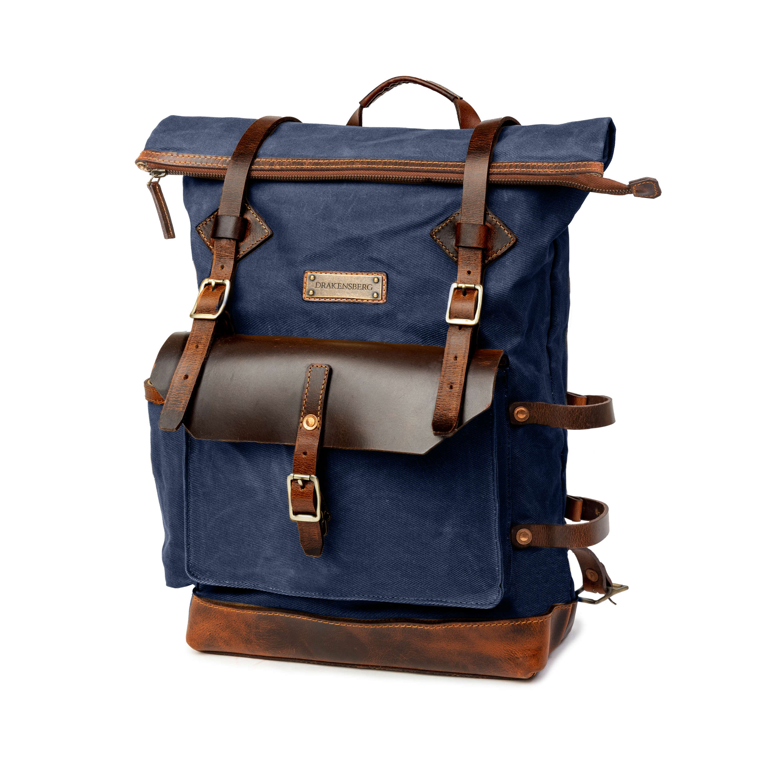 DR00647 - Rolltop Vintage Rucksack »Adam« Outdoor, wasserabweisend | Ozean-Blau, Hauptansicht