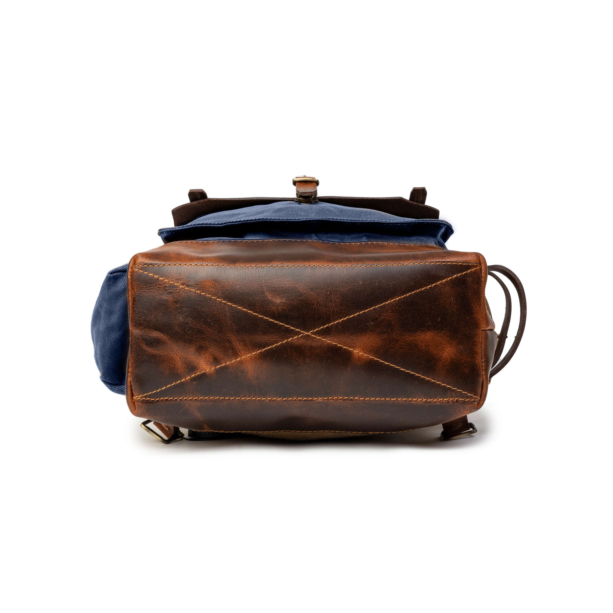 DR00627 - Rolltop Vintage Rucksack »Adam« Outdoor, wasserabweisend | Ozean-Blau, Lederboden