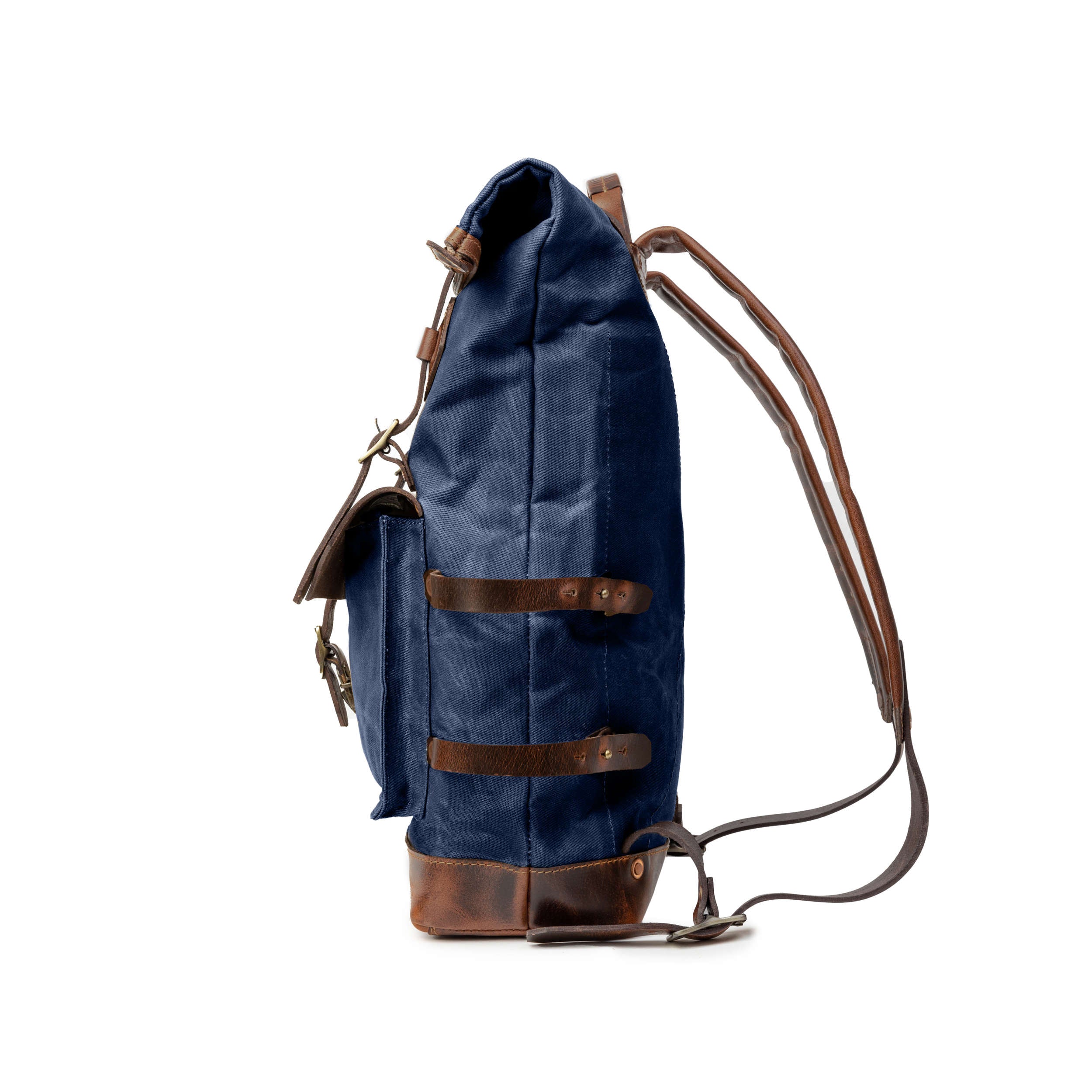 DR00627 - Rolltop Vintage Rucksack »Adam« Outdoor, wasserabweisend | Ozean-Blau, Seitenansicht rechts
