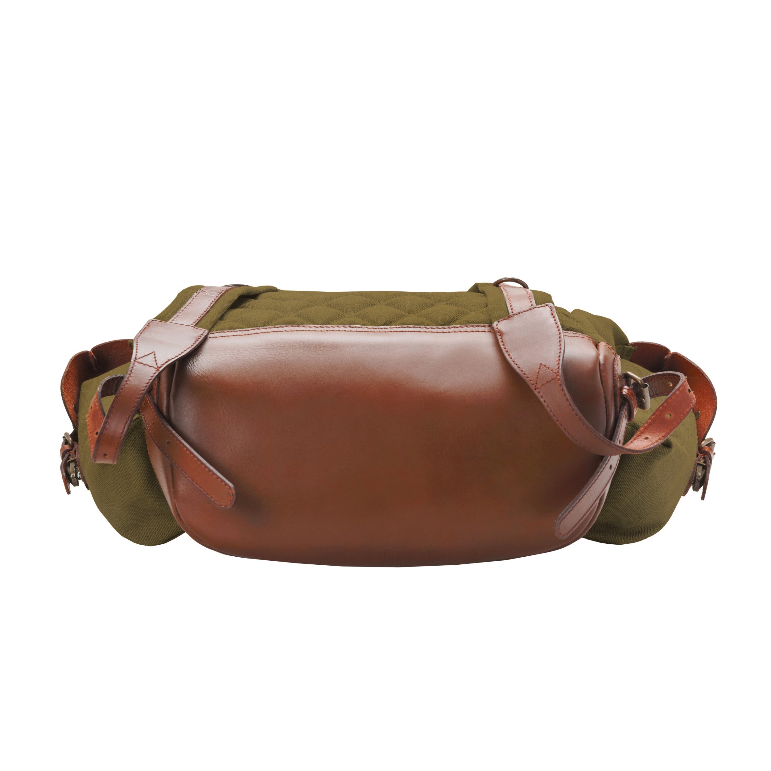 Klassischer Wanderrucksack im alpinen Vintagedesign, Oliv-Grün, Nato, bzw. Retro Bergsteiger Rucksack, handgefertigt aus Baumwoll-Canvas mit Echtleder Elementen, Design-Ikone - Boden