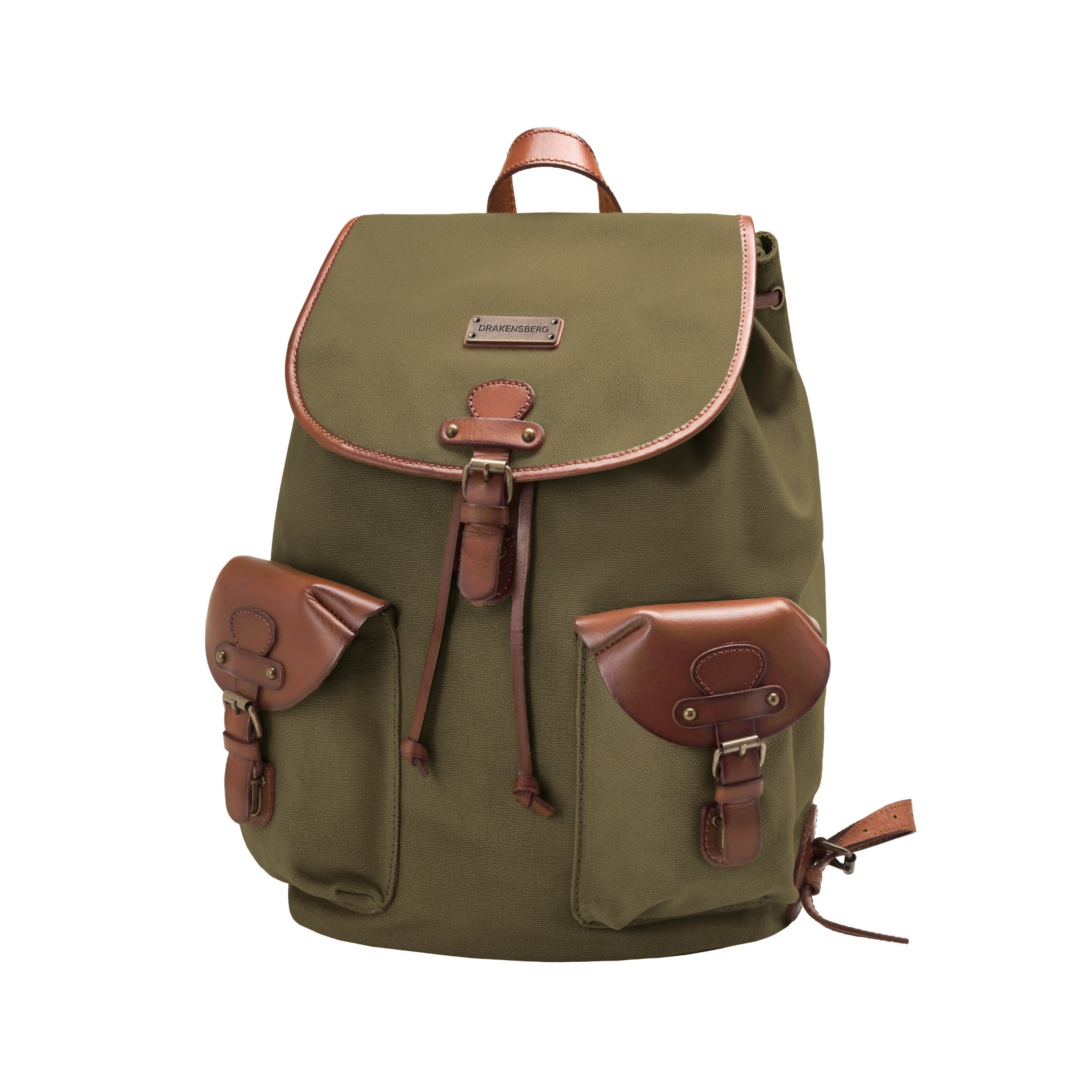 Canvas Wanderrucksack, klassisch für Damen und Herren im alpinen Vintage-Design, Farbe: Olive-Grün, Hauptbild