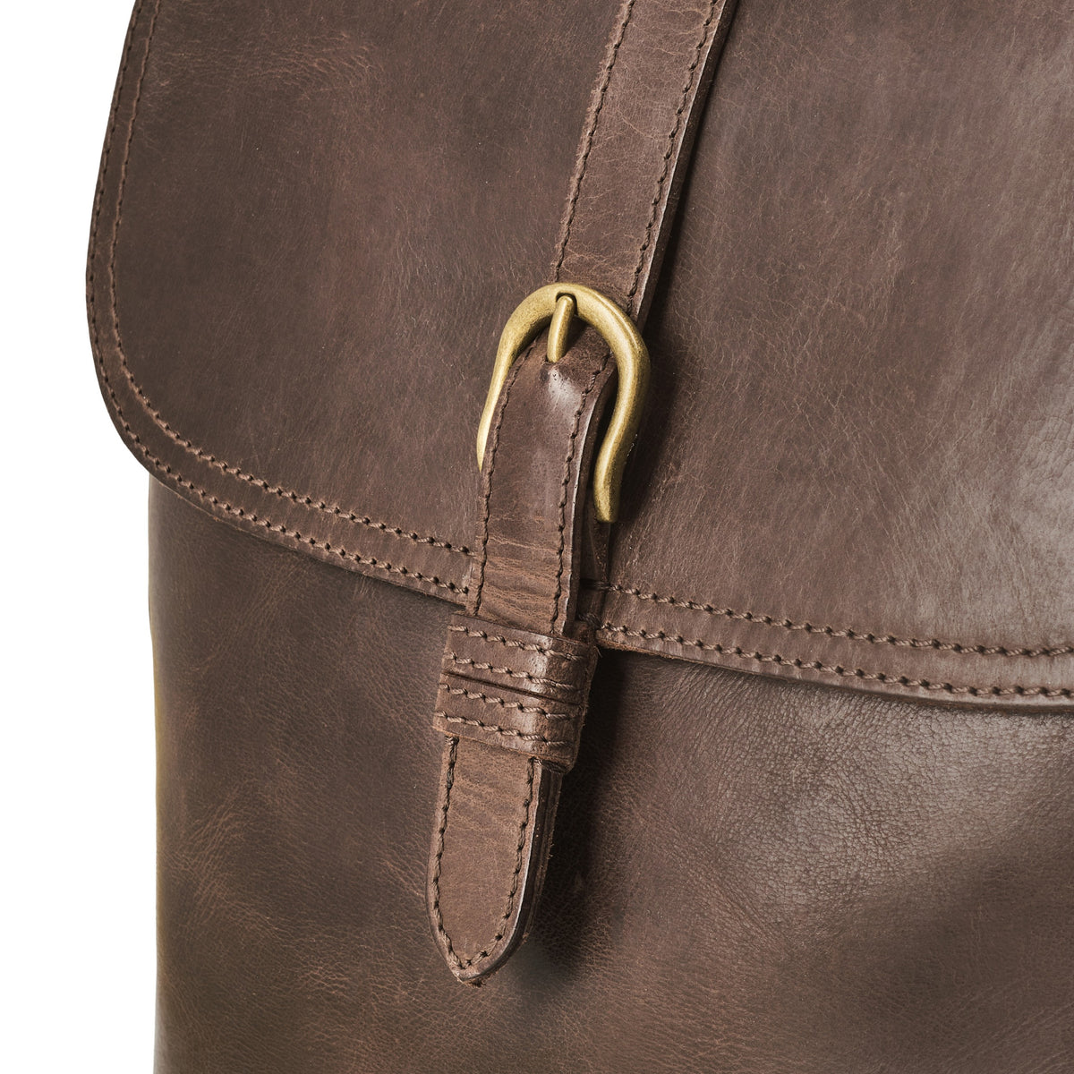 Sac à dos en cuir Tara Brun Café – lanière en cuir et boucle en laiton antique