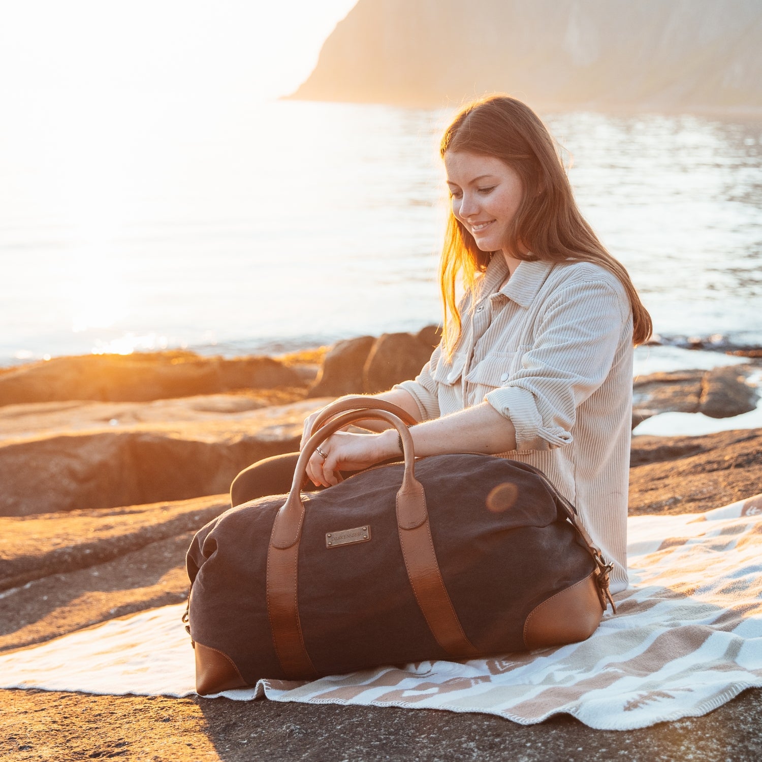 Kategorie Canvas Leder Reisetasche David L in Marine-Blau handgemacht für Damen und Herren