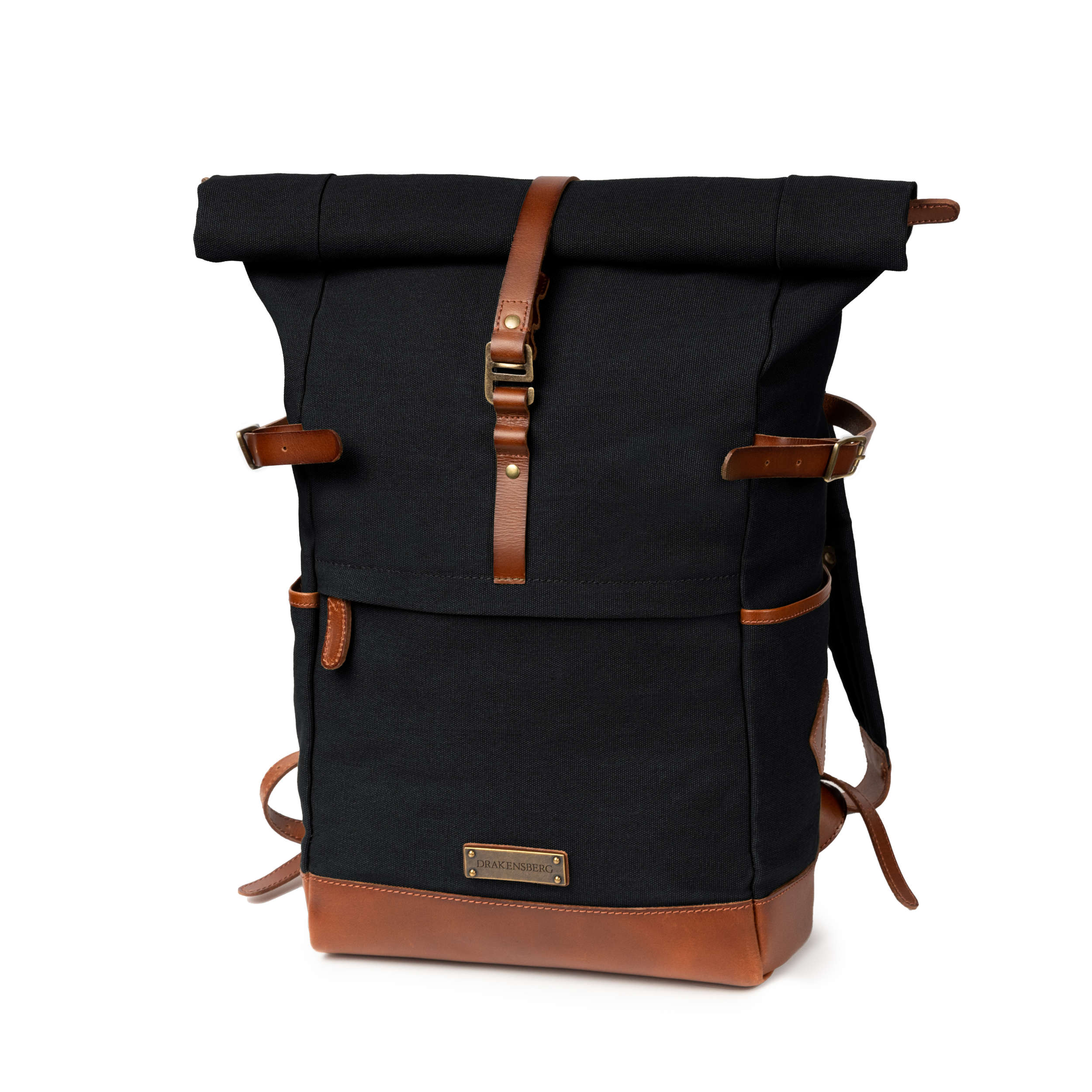 Canvas Rucksack Wyatt mit Leder-Elementen für Herren und Damen, handgemacht und nachhaltig, schwarz, Hauptbild