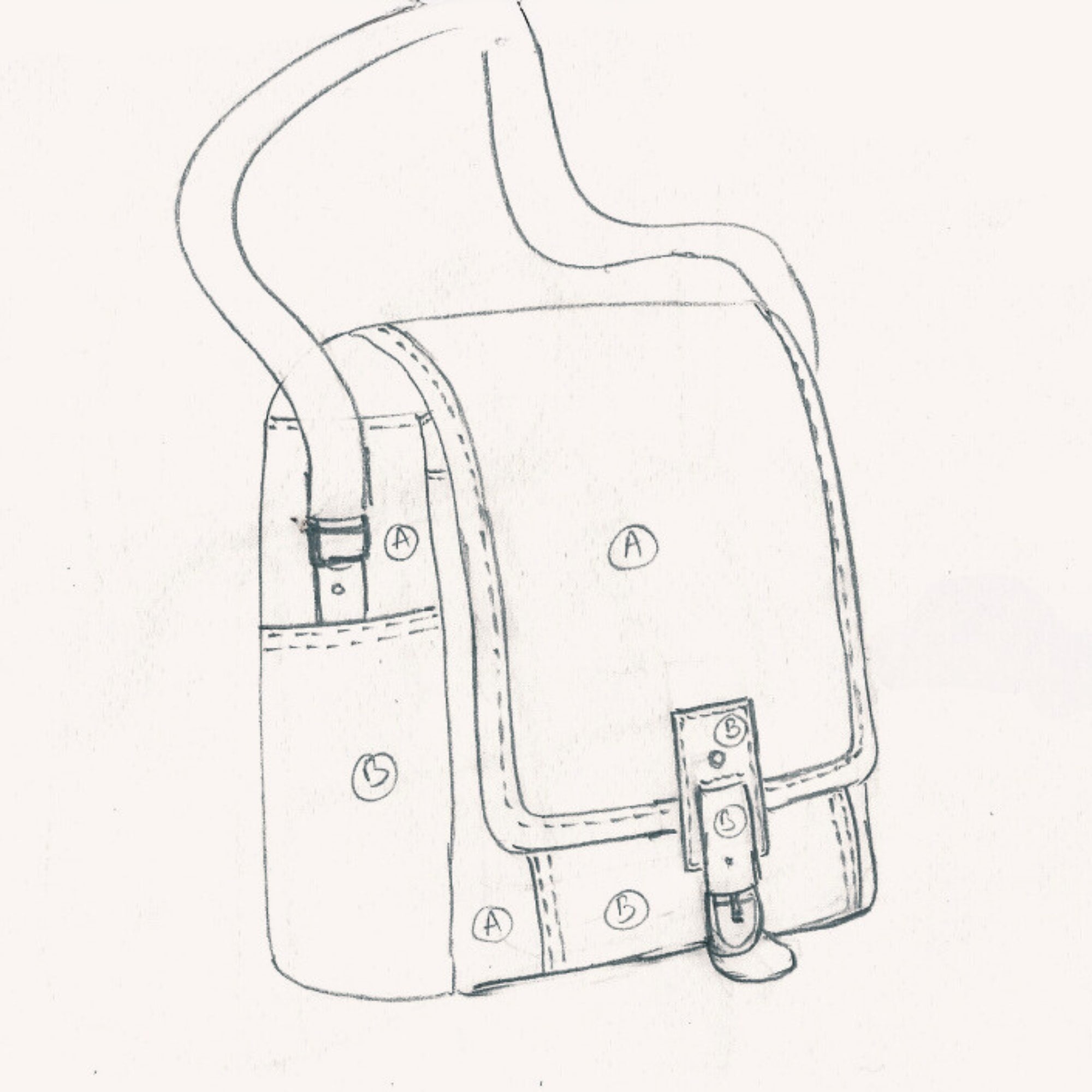 Cross-Body-Bag aus Leder als Werbegeschenk - Beispiel - Zeichnung eines eigenen OEM Designs 1-1