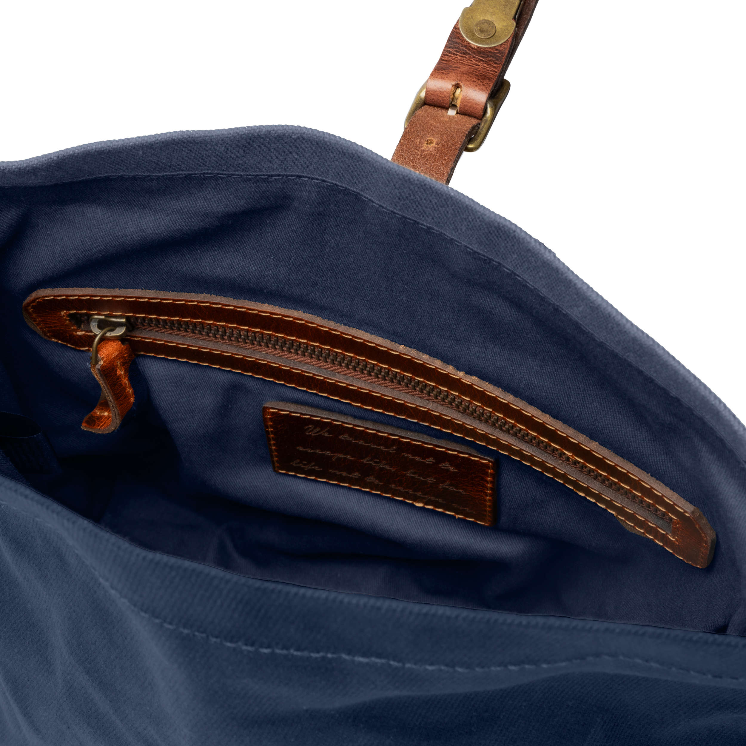 DR00656 - Foldtop Kulturbeutel »Otis« Outdoor, gewachstes Canvas, Leder | Ozean-Blau, RV-Fach innen