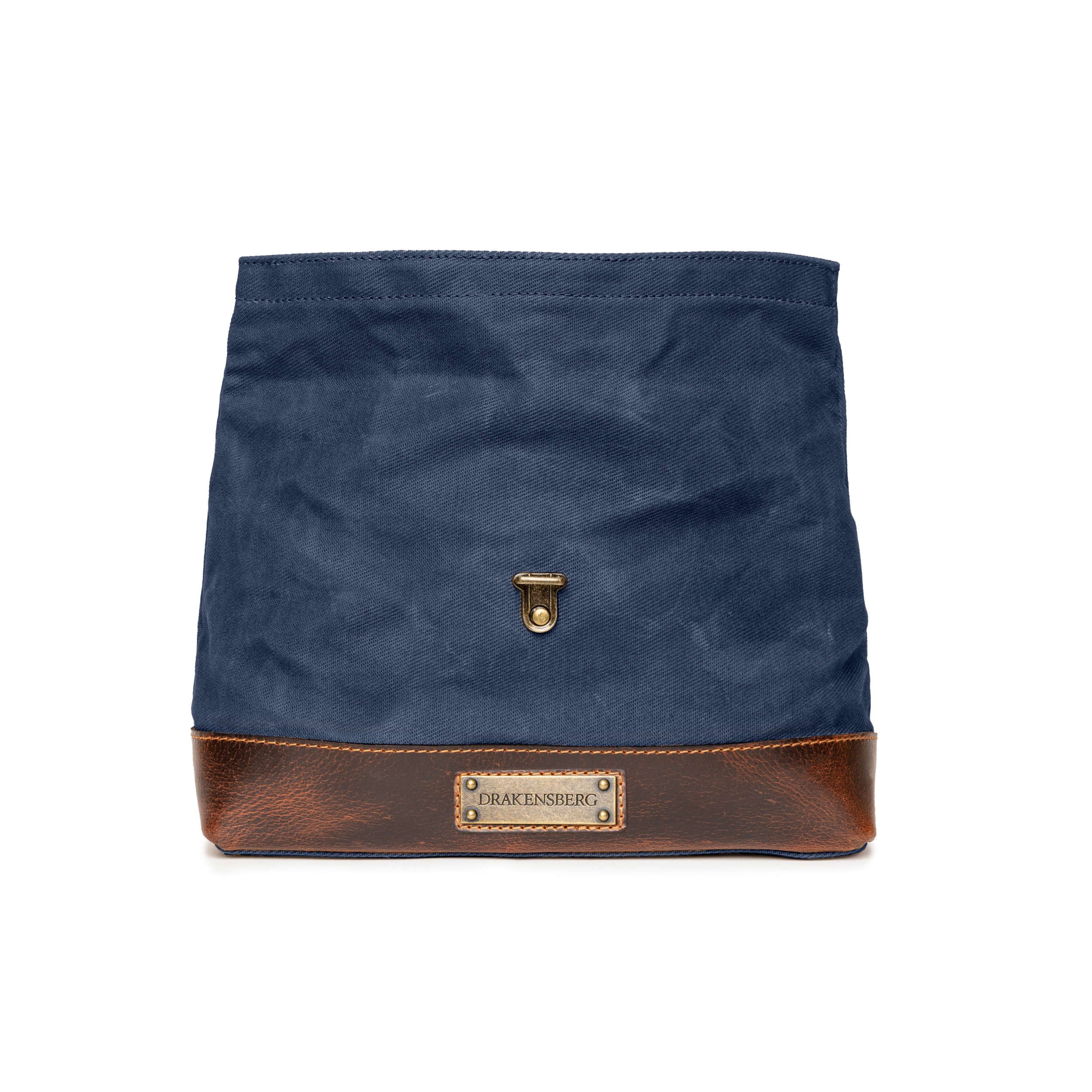 DR00656 - Foldtop Kulturbeutel »Otis« Outdoor, gewachstes Canvas, Leder | Ozean-Blau, offen und aufgestellt