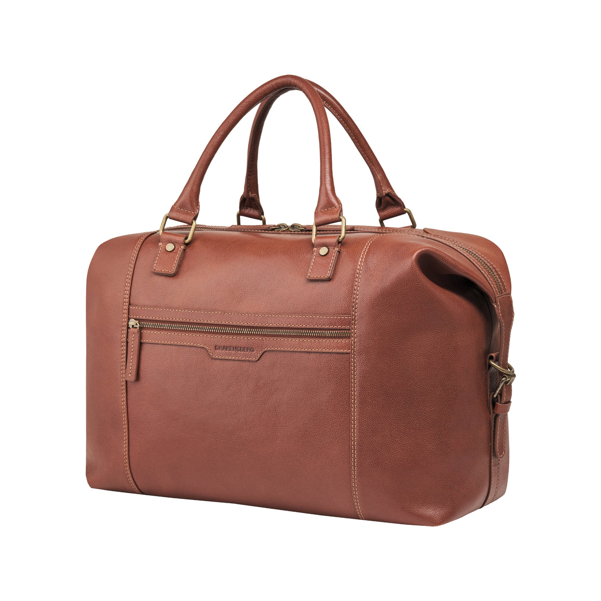 Marcello leather travel bag in Chestnut Brown, three-quarter view