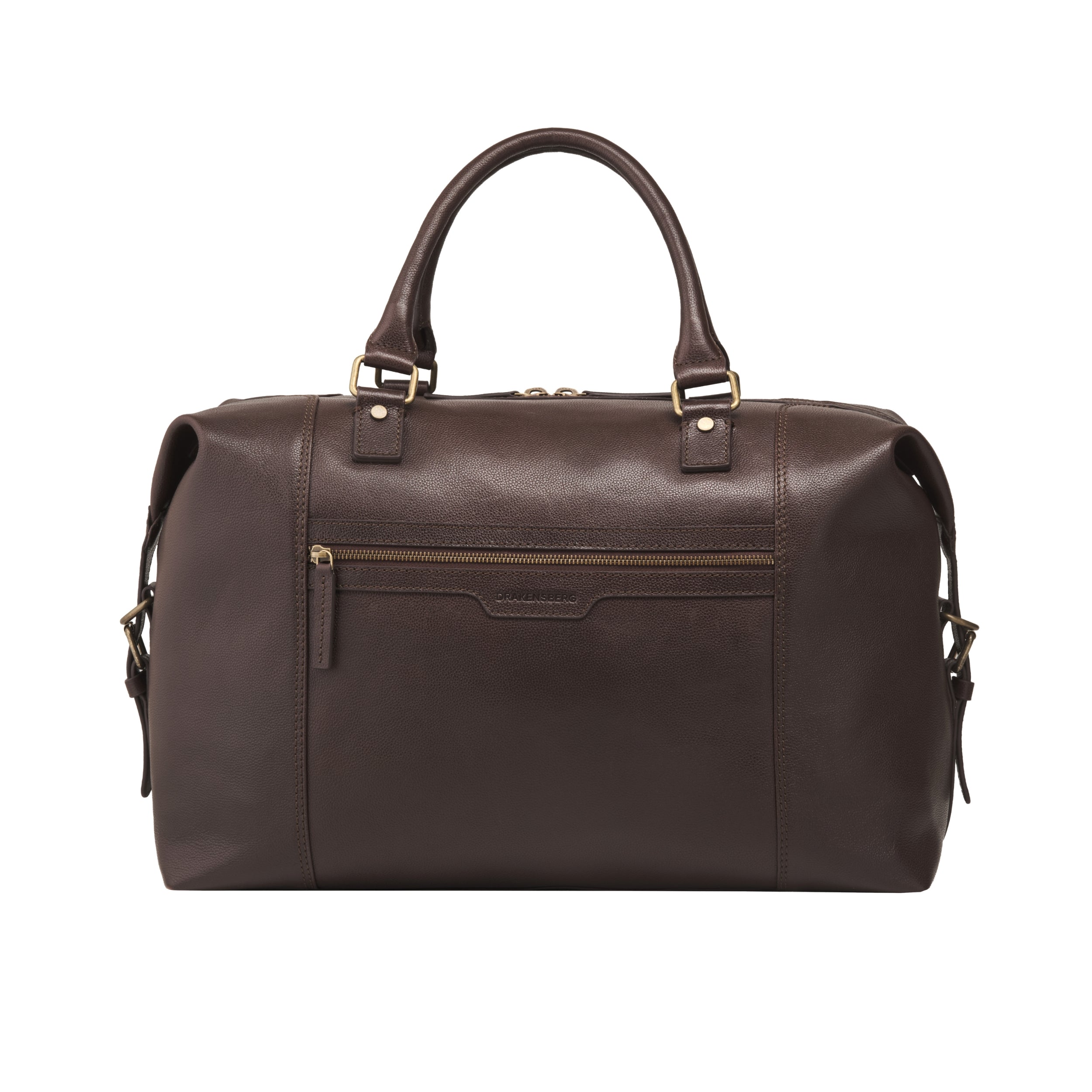 Front view of the Marcello travel bag in Chocolate Brown