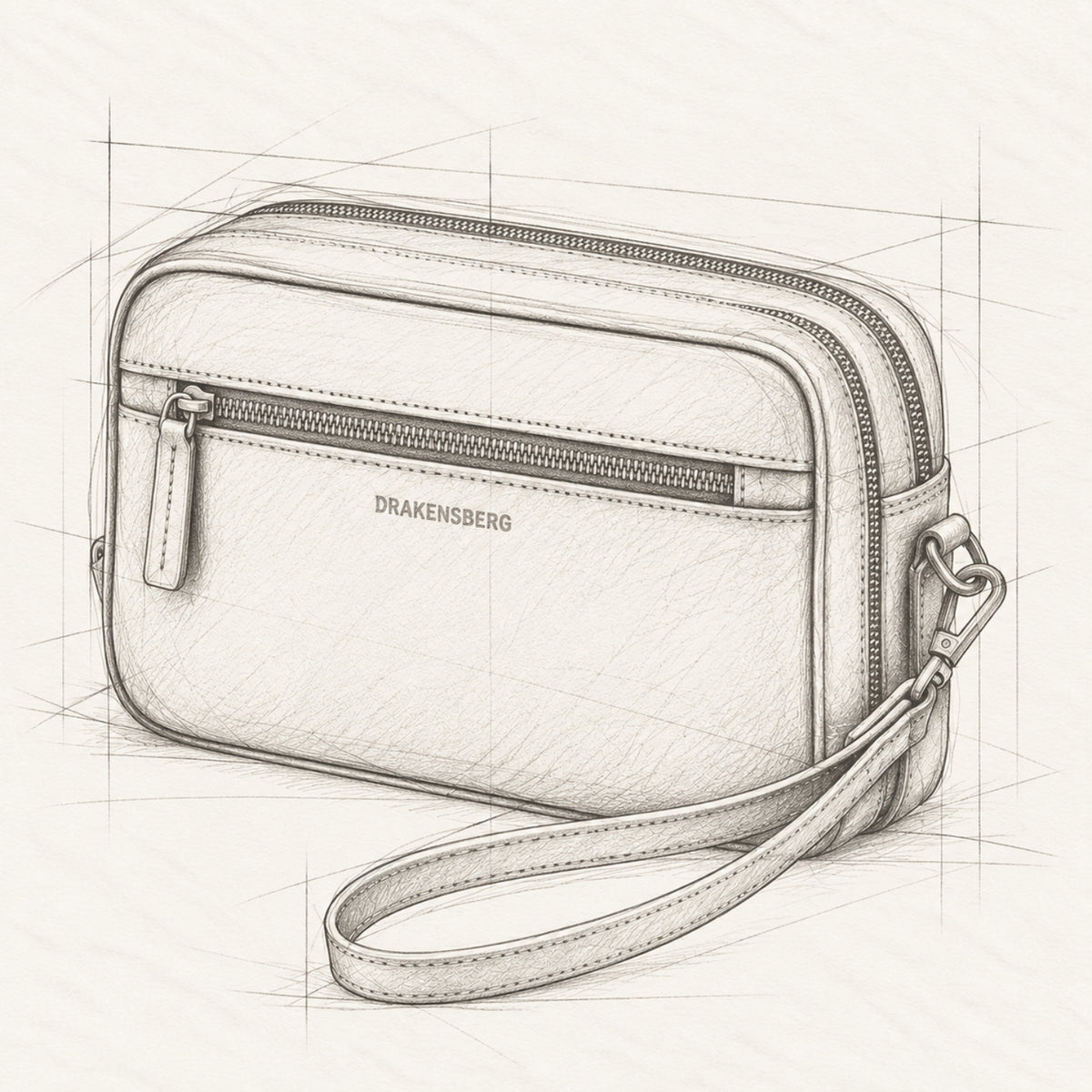 Konstruktionszeichnung der Handgelenk- und Crossbody-Tasche Roberto