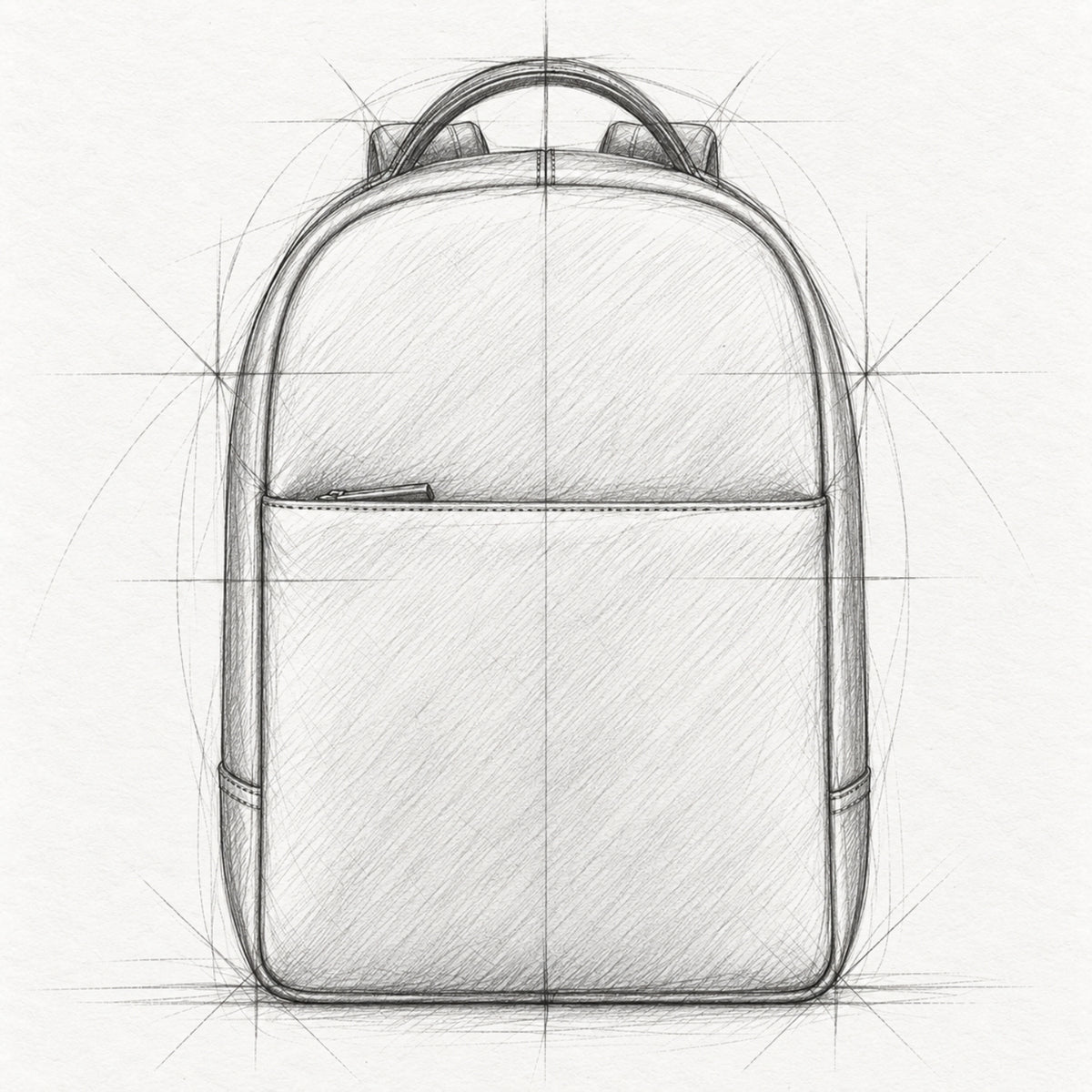 Technische Entwurfszeichnung des Lederrucksacks Antonio