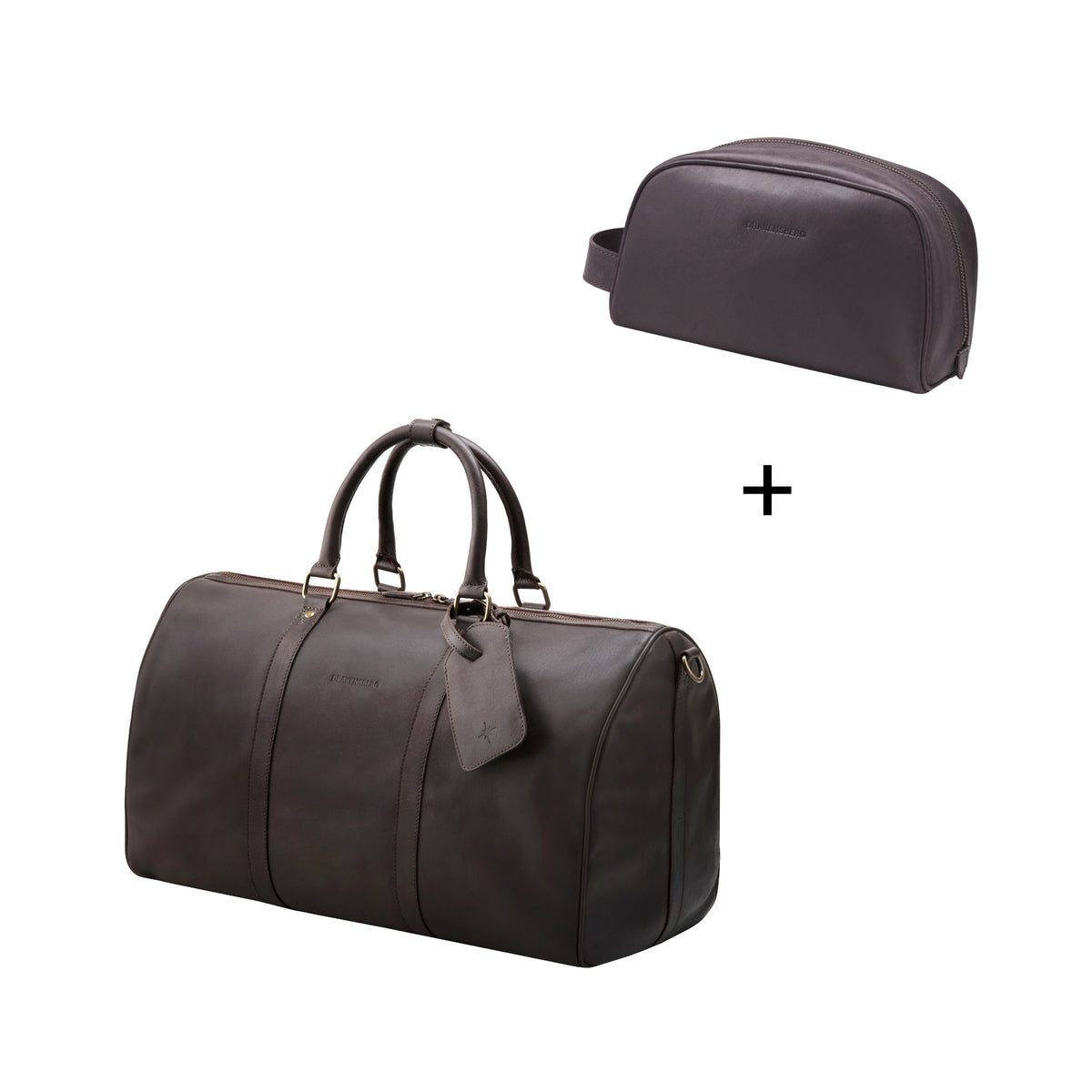Weekender »James« & Toiletry Bag »Theo« – Coffee Brown – Bundle