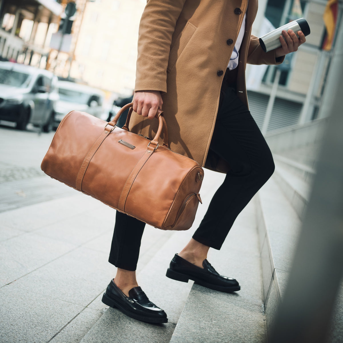 Leather travel bag – Finn Cognac Brown by DRAKENSBERG