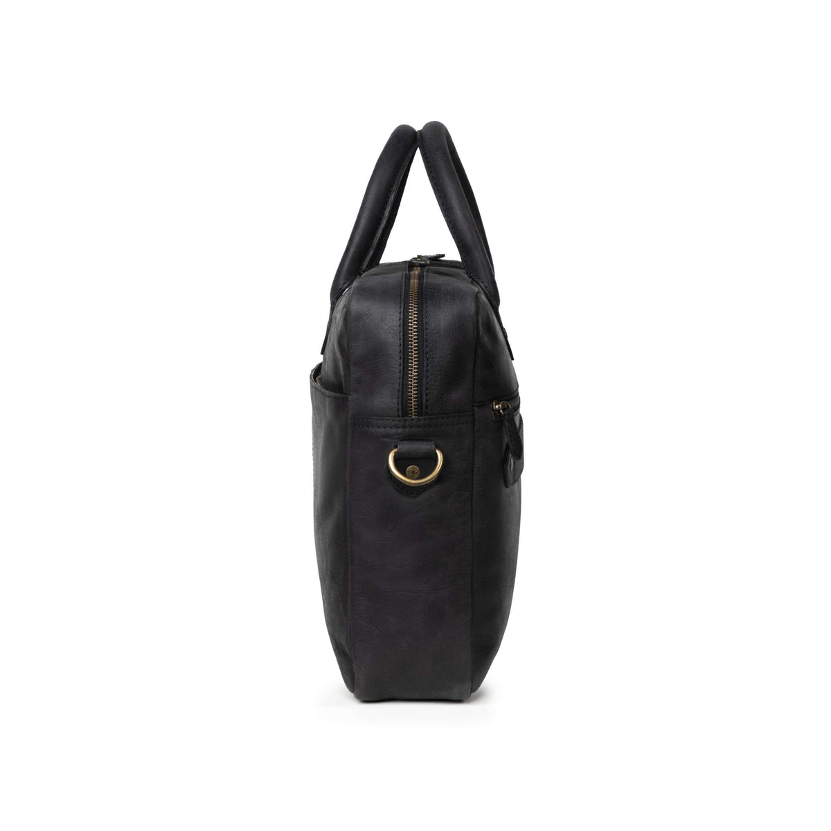 Hugo leather briefcase in Vintage Black – side view