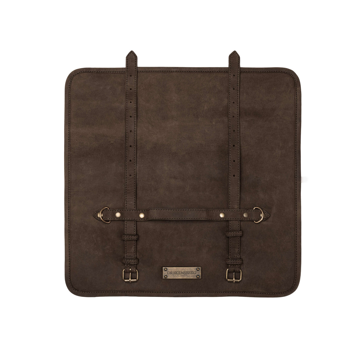 Extérieur de la trousse Blade Marron Café ouverte, avec lanières en cuir et œillets