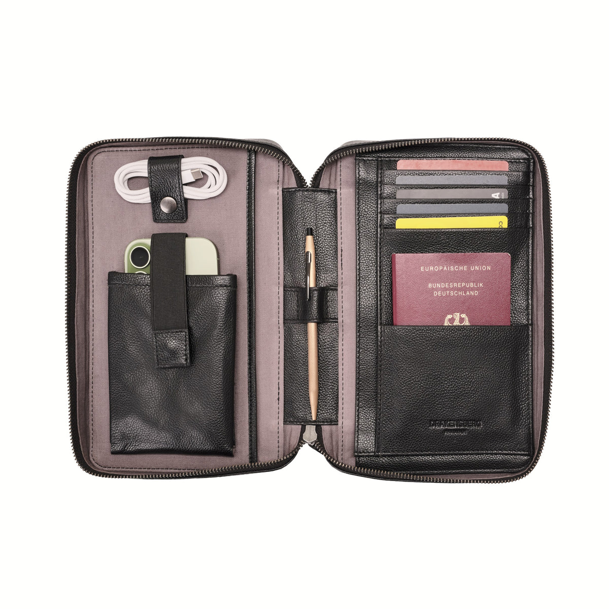 Open Kate travel organiser with a clearly arranged interior