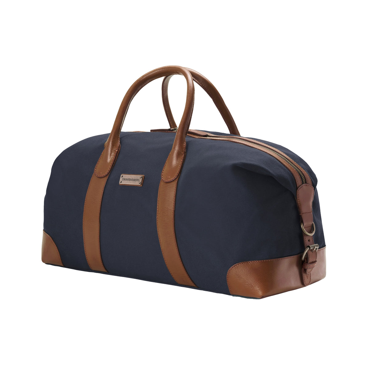 Kompakter Weekender David aus Canvas und Leder in Marine-Blau – Frontansicht
