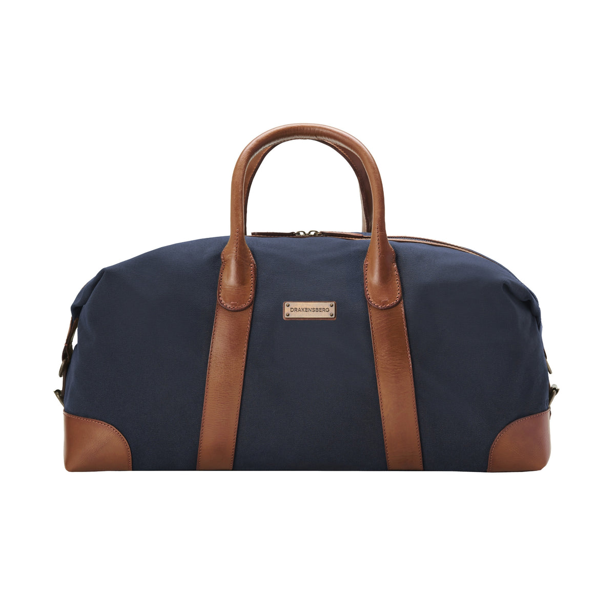 Compact David weekender in canvas and leather in Navy Blue – front view