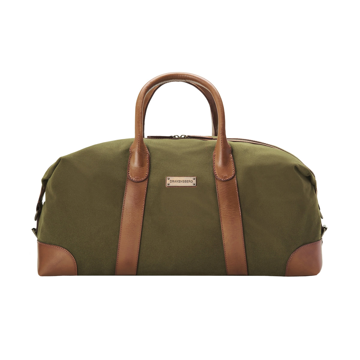 Compact David weekender in canvas and leather in Olive Green – front view
