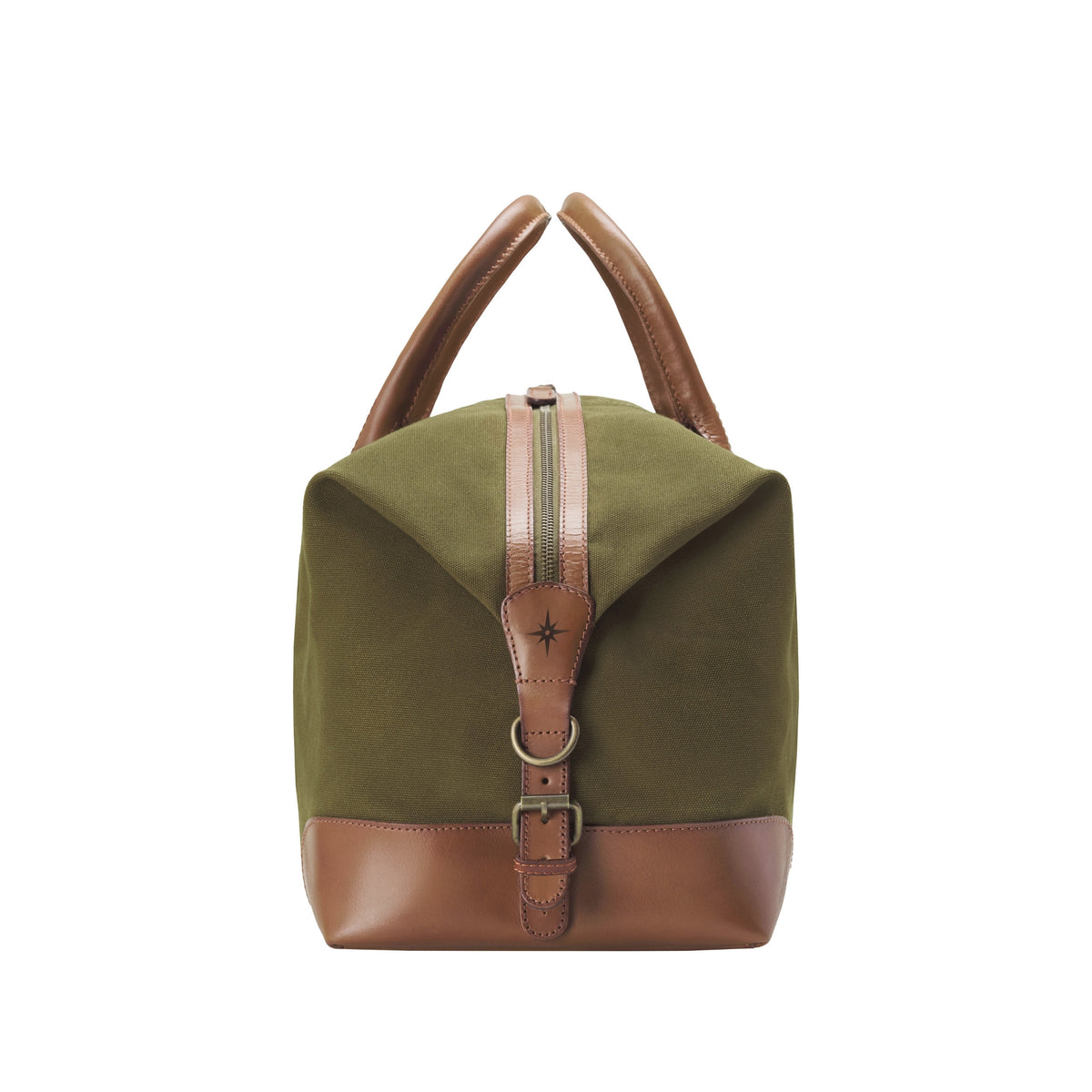 Compact David weekender in canvas and leather in Olive Green – side view