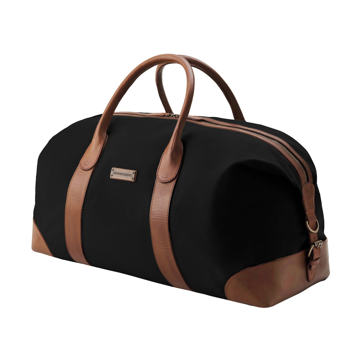 Large David weekender in canvas and leather in Black – front view