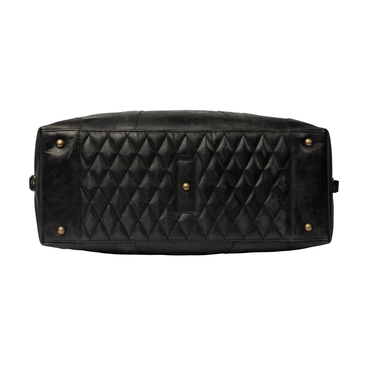 Großer Leder-Weekender David in Schwarz – Bodenansicht mit Diamond-Stitch