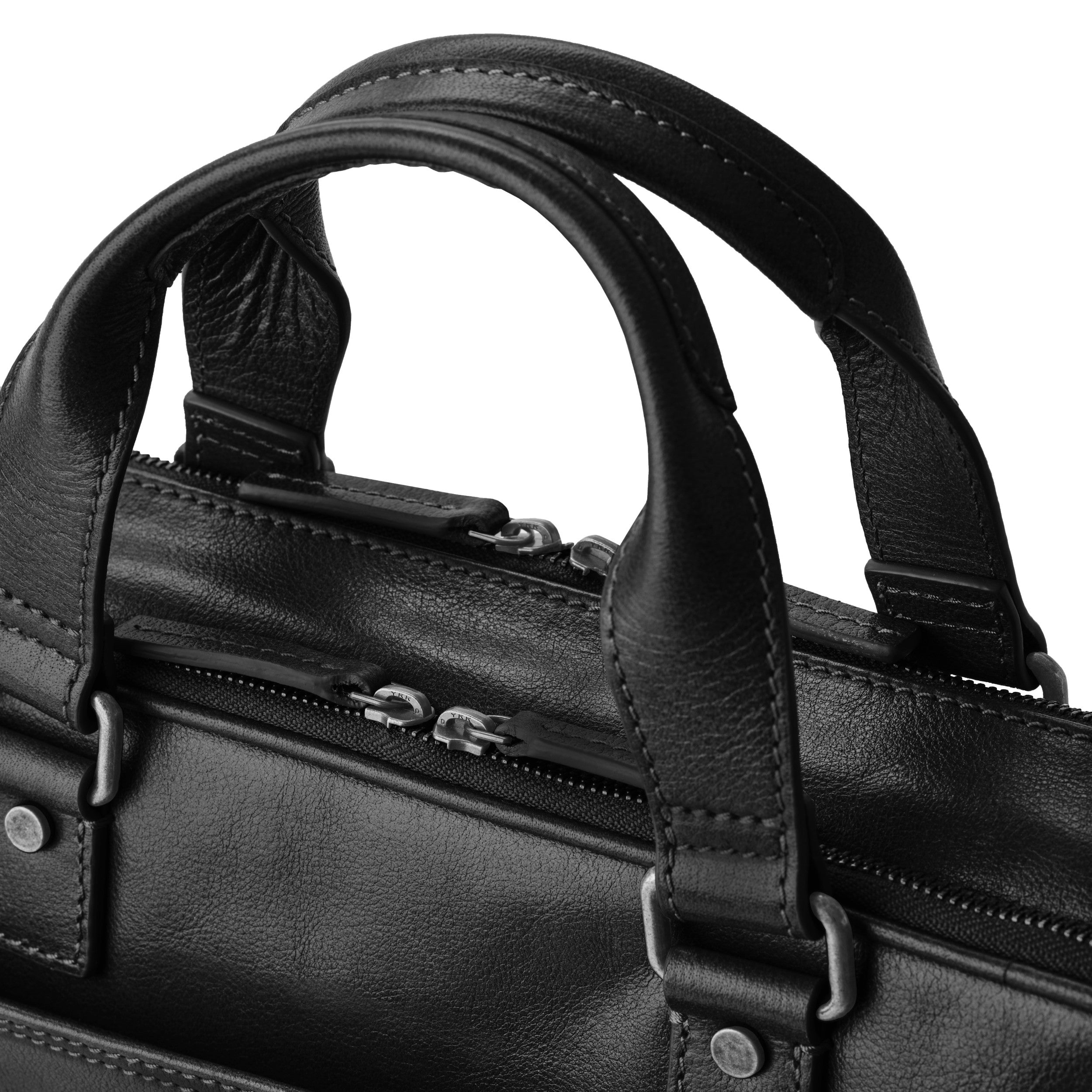 Verarbeitungsdetail der Aktentasche Aurelio in Schwarz