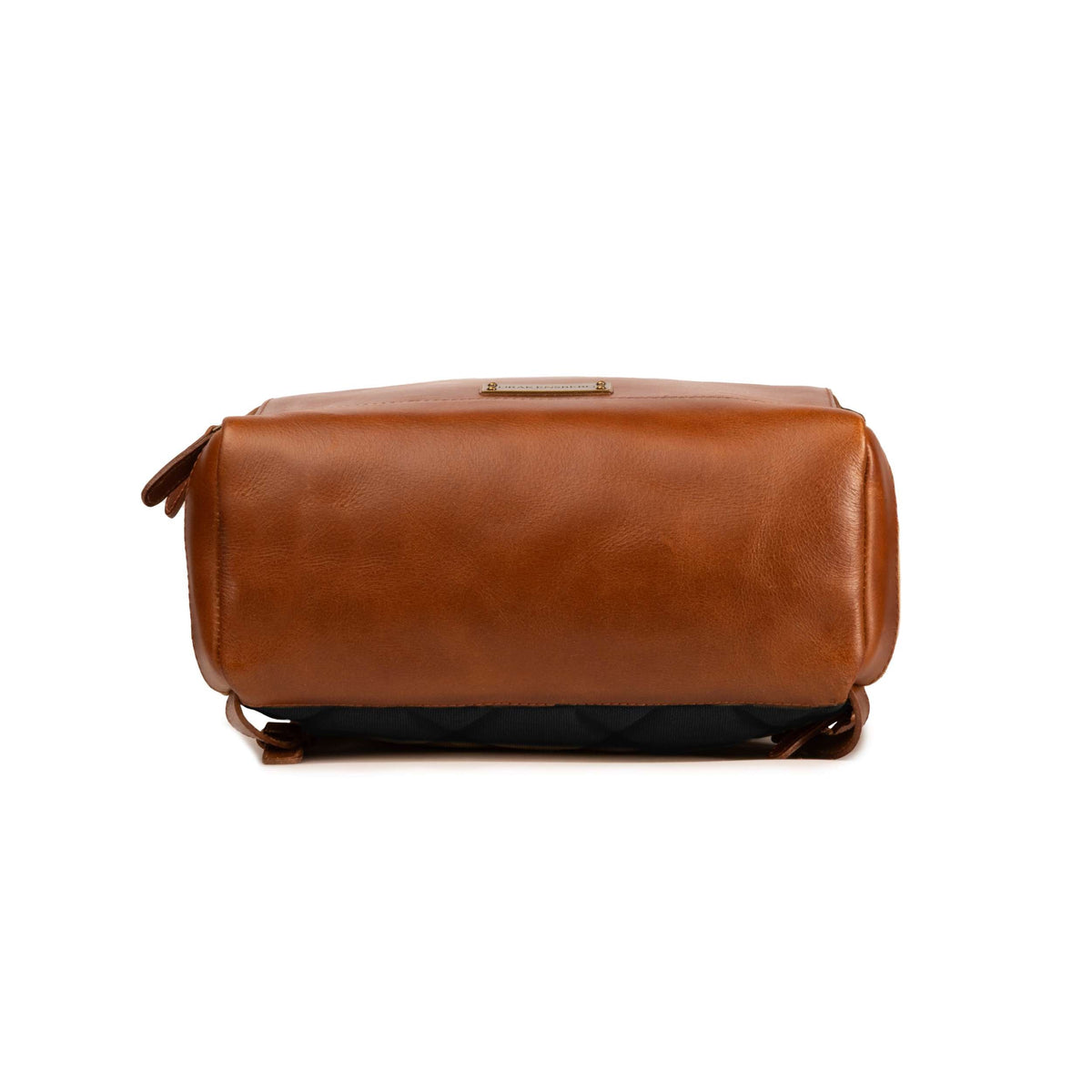 Sac à dos ordinateur Arthur en toile et cuir Noir – détail du fond en cuir