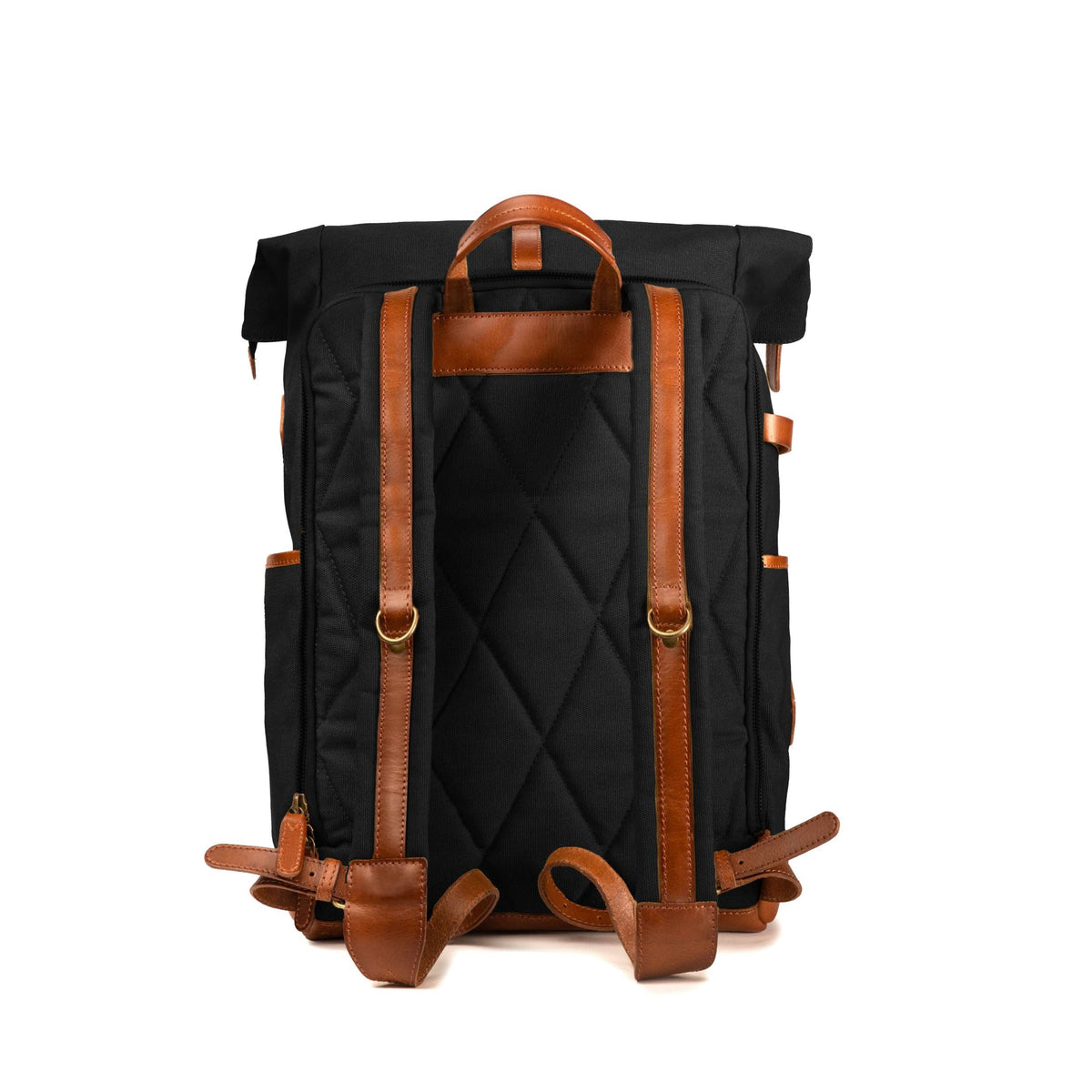 Sac à dos ordinateur Arthur en toile et cuir Noir – dos rembourré et bretelles réglables