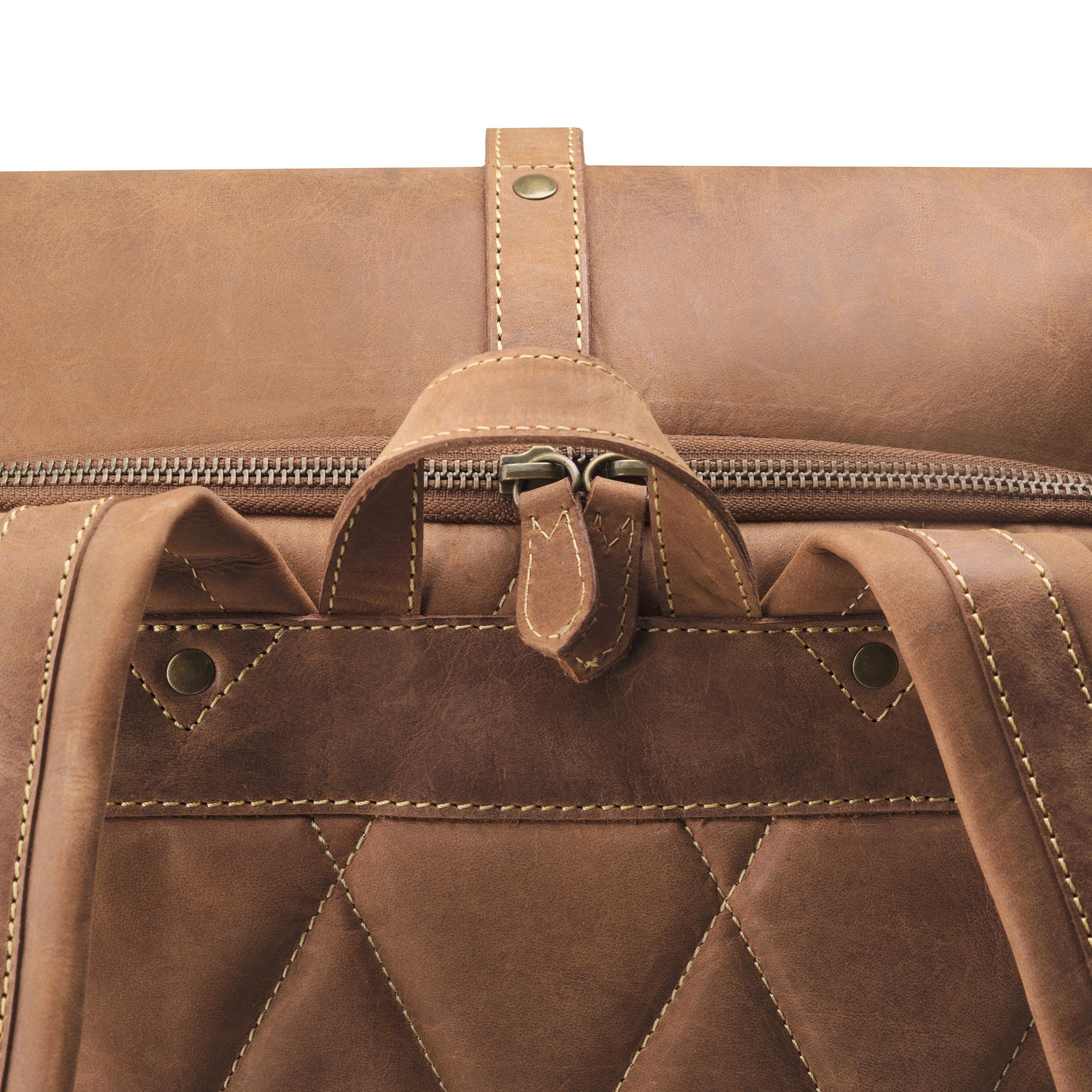 DRAKENSBERG 17" Laptop Rucksack Leder Business Office Herren Damen Arthur - Havanna Braun - Detail1