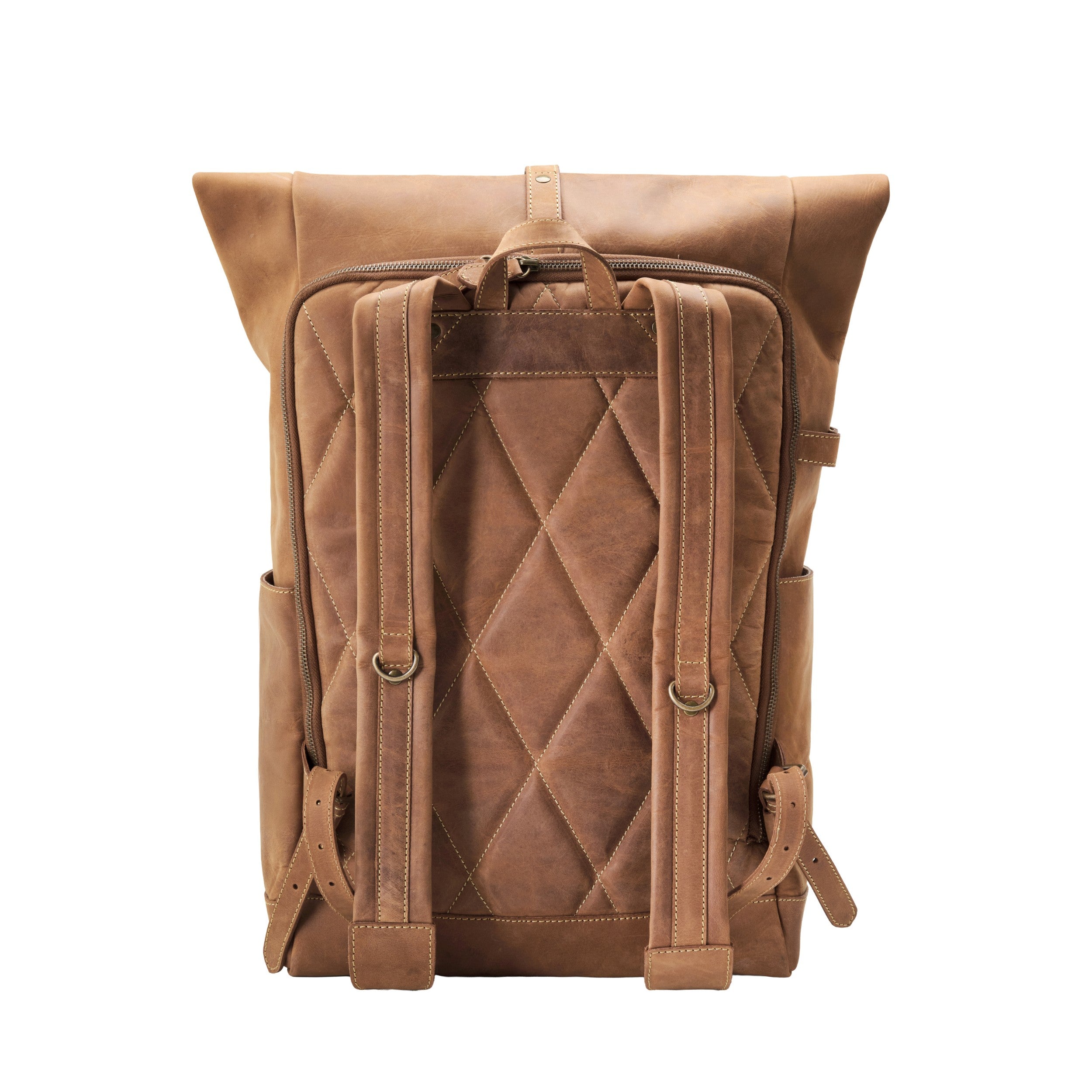 DRAKENSBERG 17" Laptop Rucksack Leder Business Office Herren Damen Arthur - Havanna Braun - Rückseite