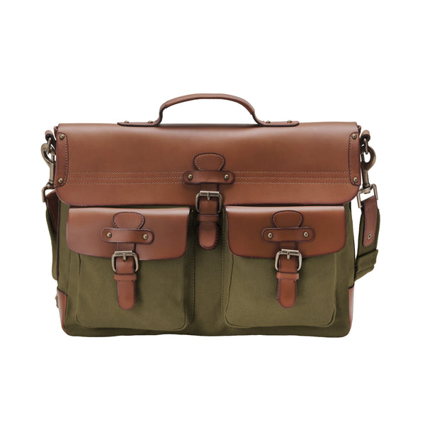 Canvas leather laptop briefcase »Milo« for men | DRAKENSBERG